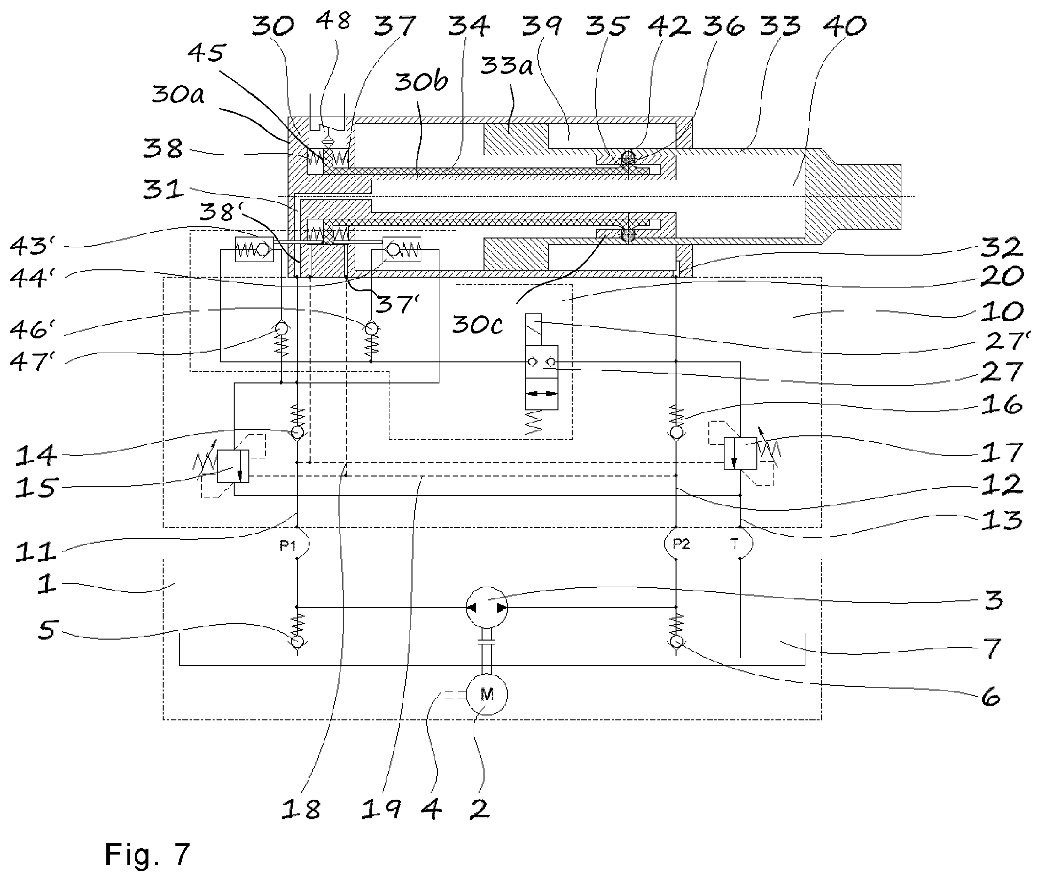 Patent US12552447 Figure 7 – Hydraulic rear axle steering