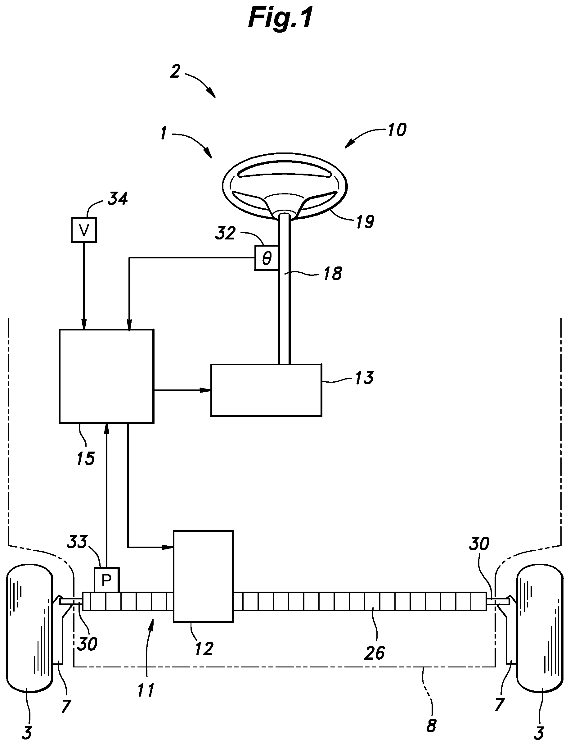 Patent US12552450 Figure 1 – Steering system for vehicle