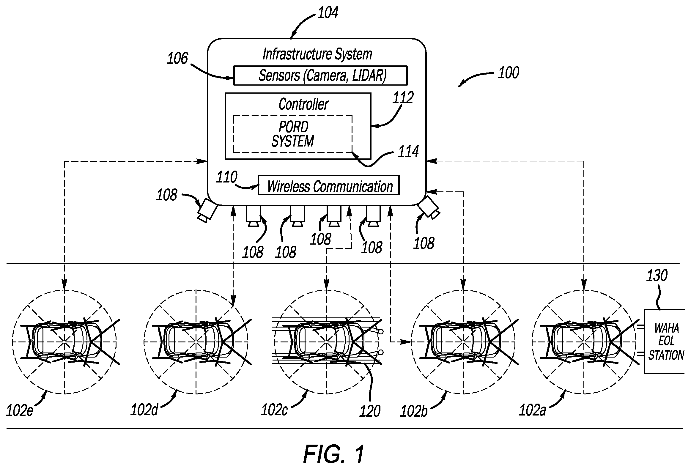 Patent US12552455 Figure 1 – Systems and methods for calibrating a vehicle steering angle by leveraging a steering pinion angle offset and a wheel alignment funnel
