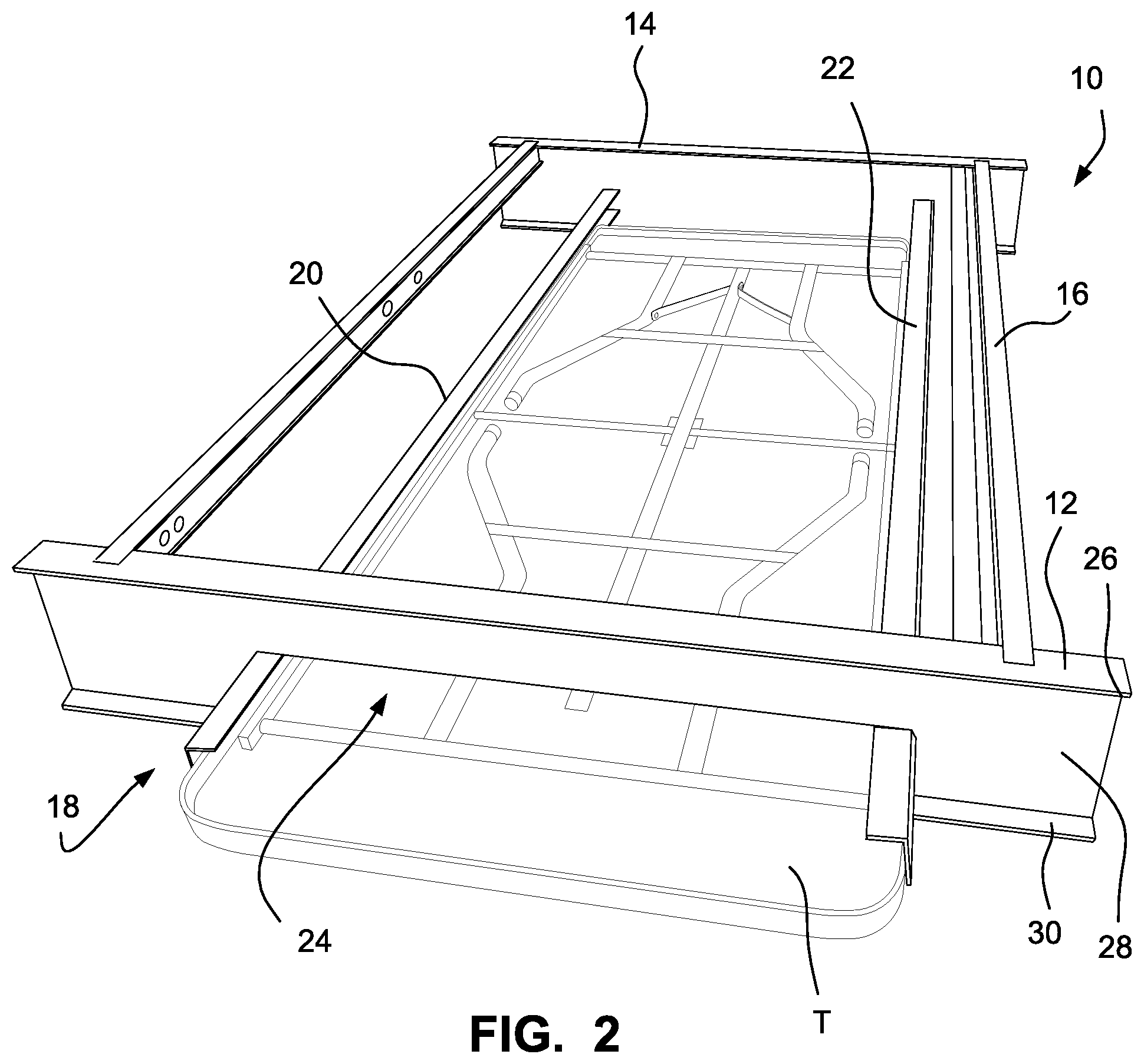 Patent US12552459 Figure 2 – Trailer table storage compartment