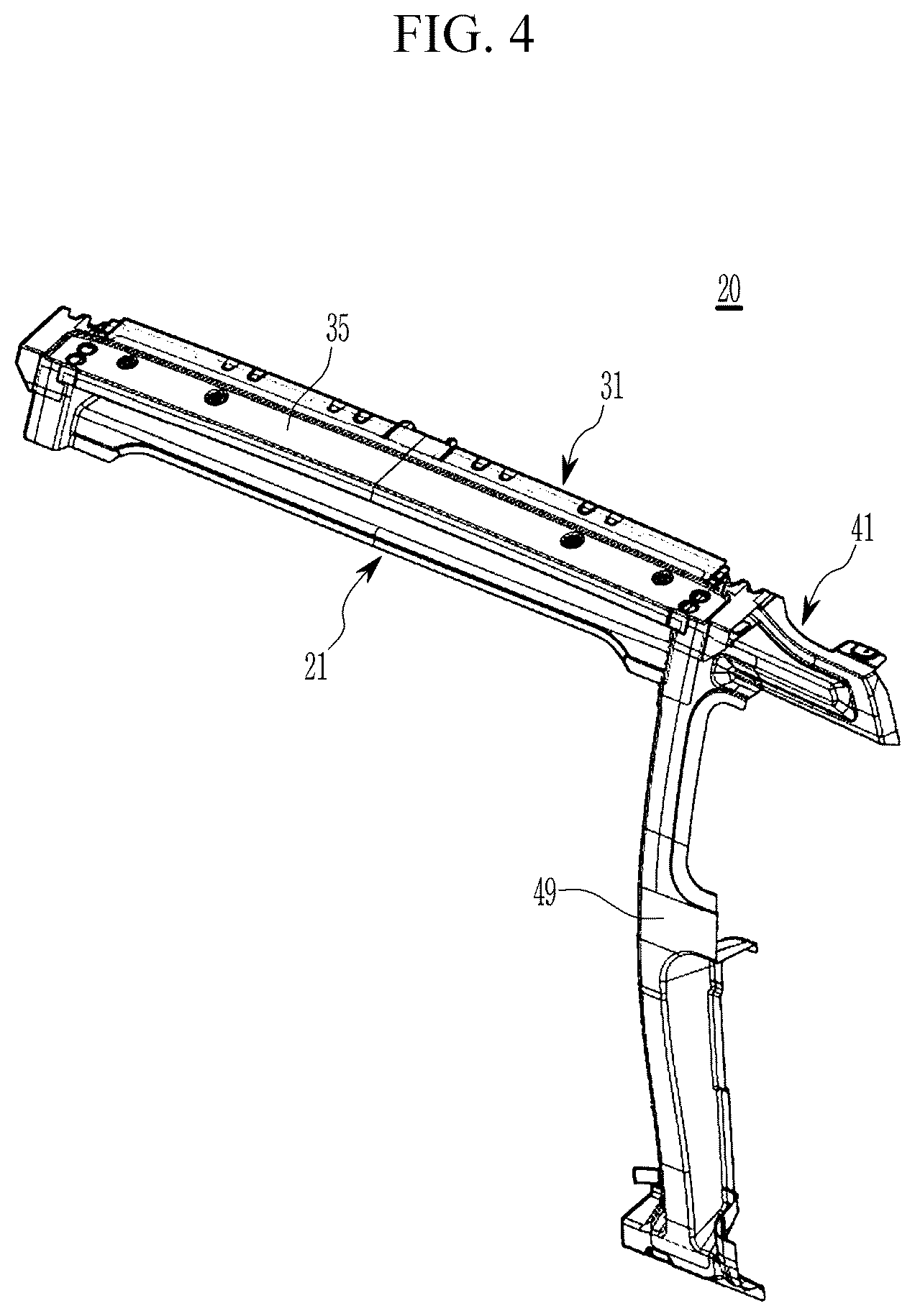 Patent US12552461 Figure 4 – Roof reinforcement structure for vehicle