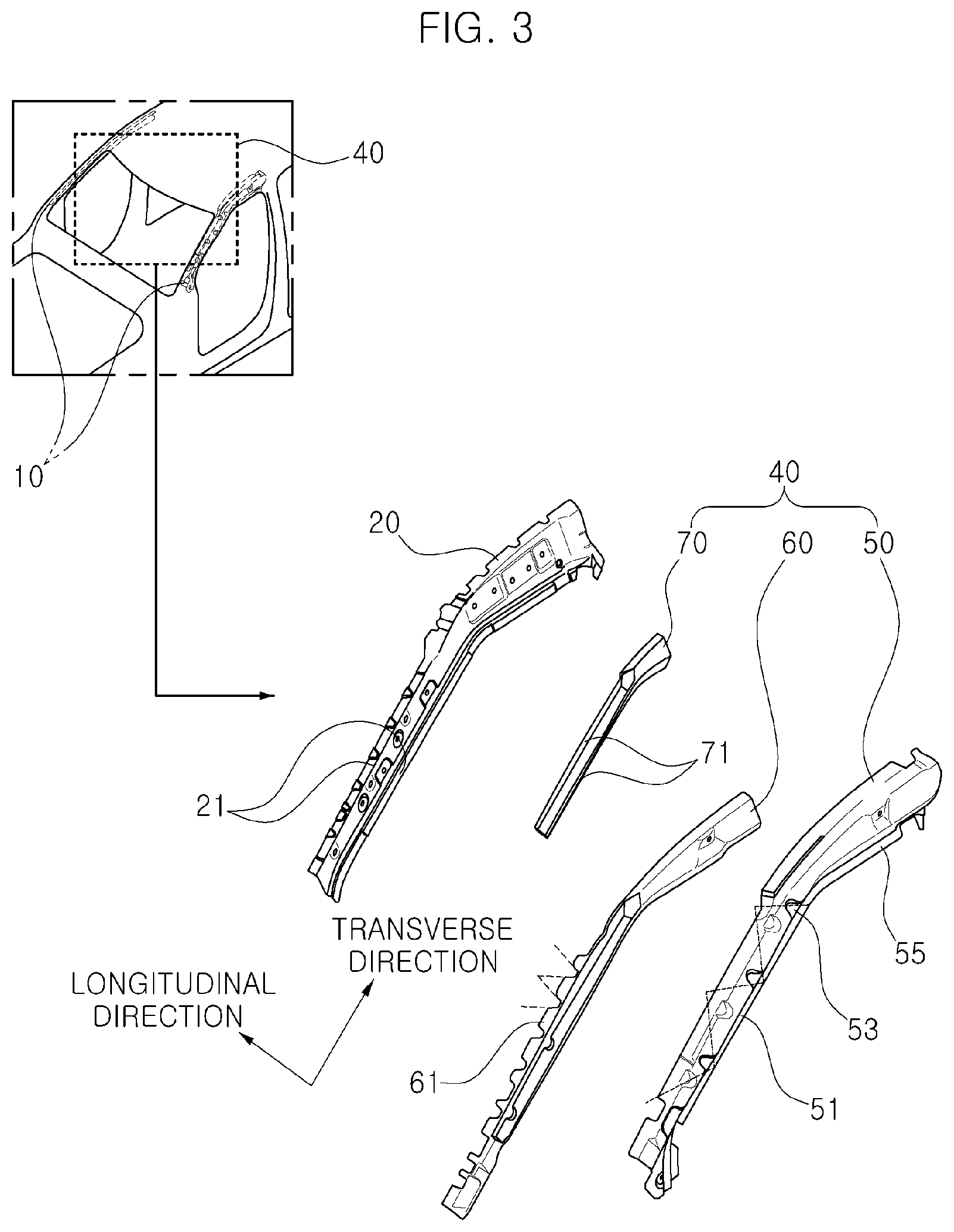 Patent US12552462 Figure 4 – Vehicle A-pillar garnish structure having no clip escape hole