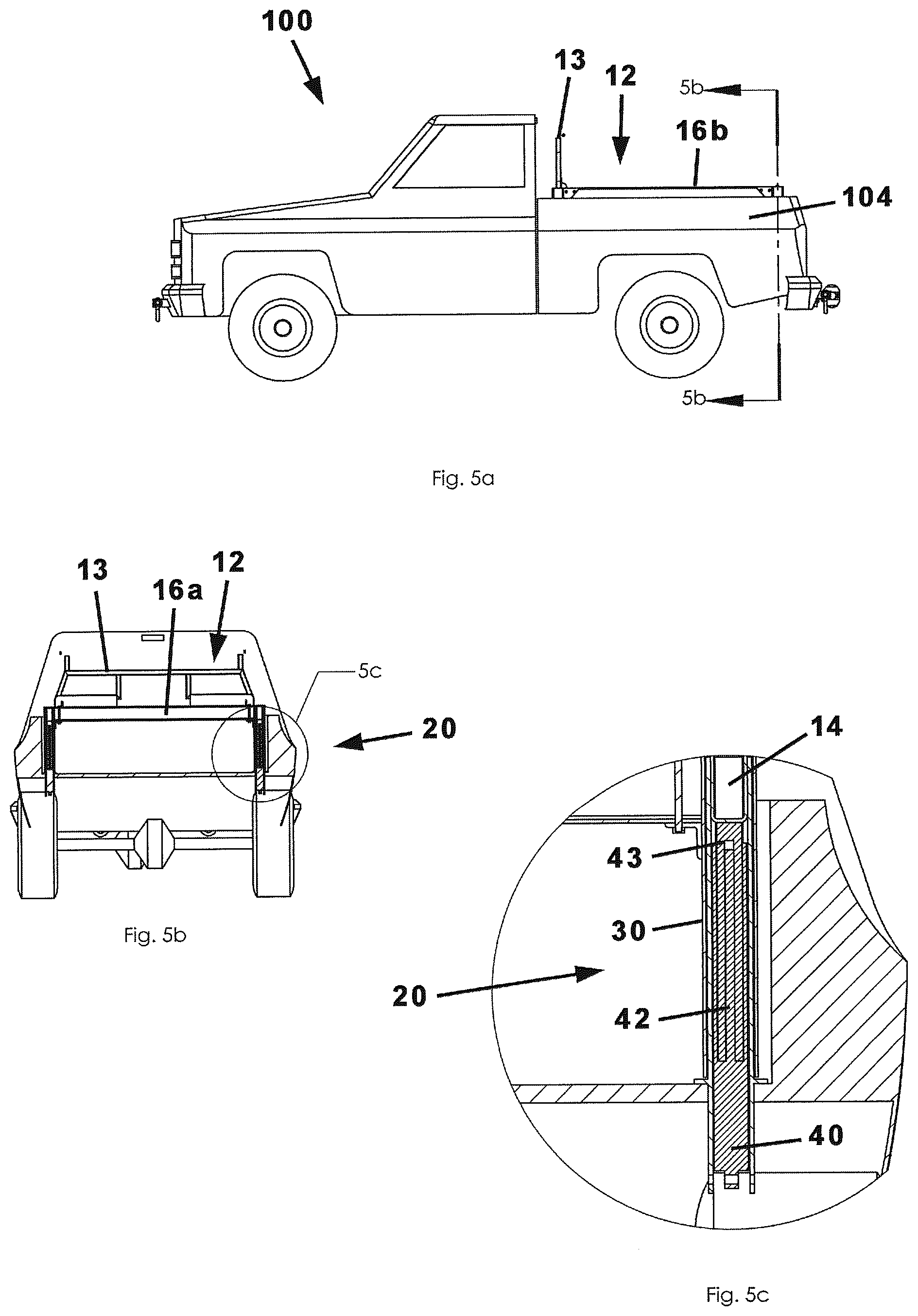 Patent US12552466 Figure 5 – Height adjustable storage rack for a pickup truck bed