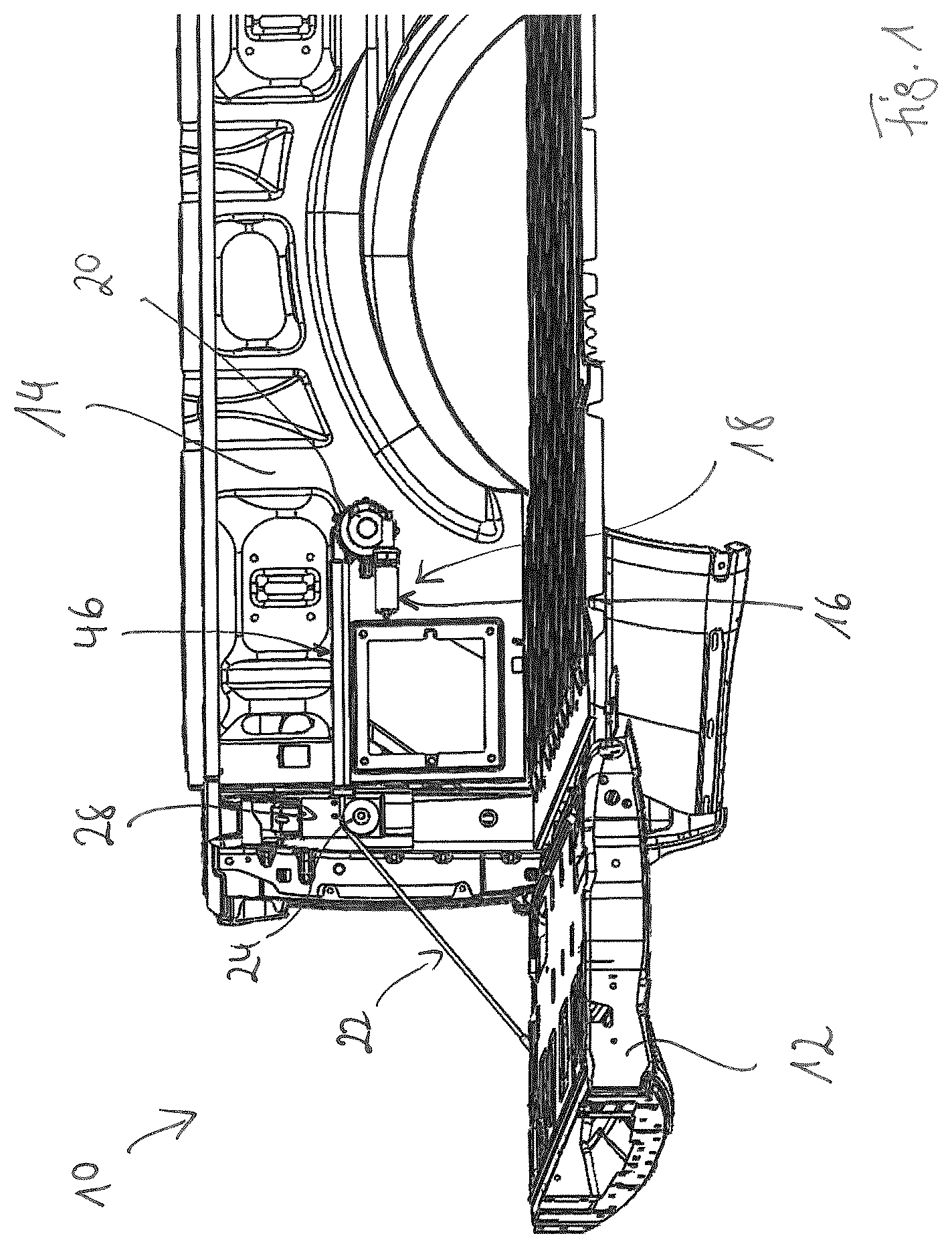 Patent US12552467 Figure 1 – Drive device for a hatch