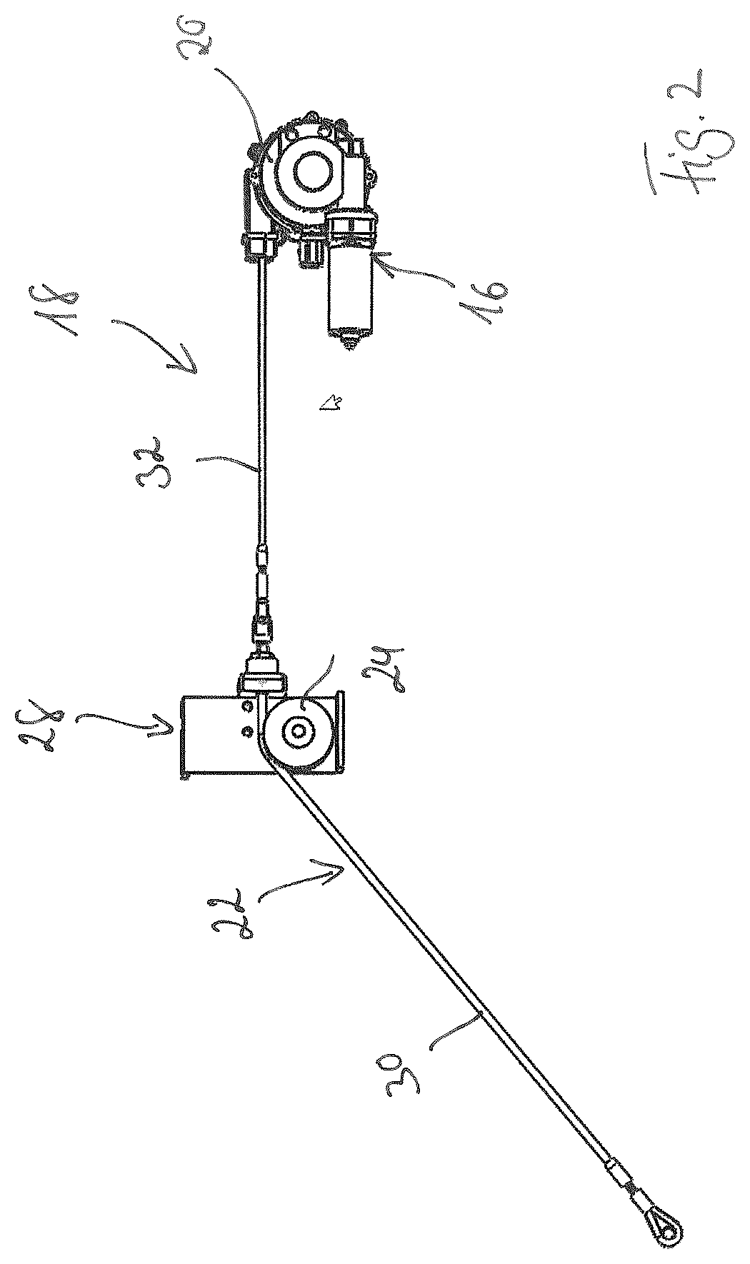 Patent US12552467 Figure 2 – Drive device for a hatch