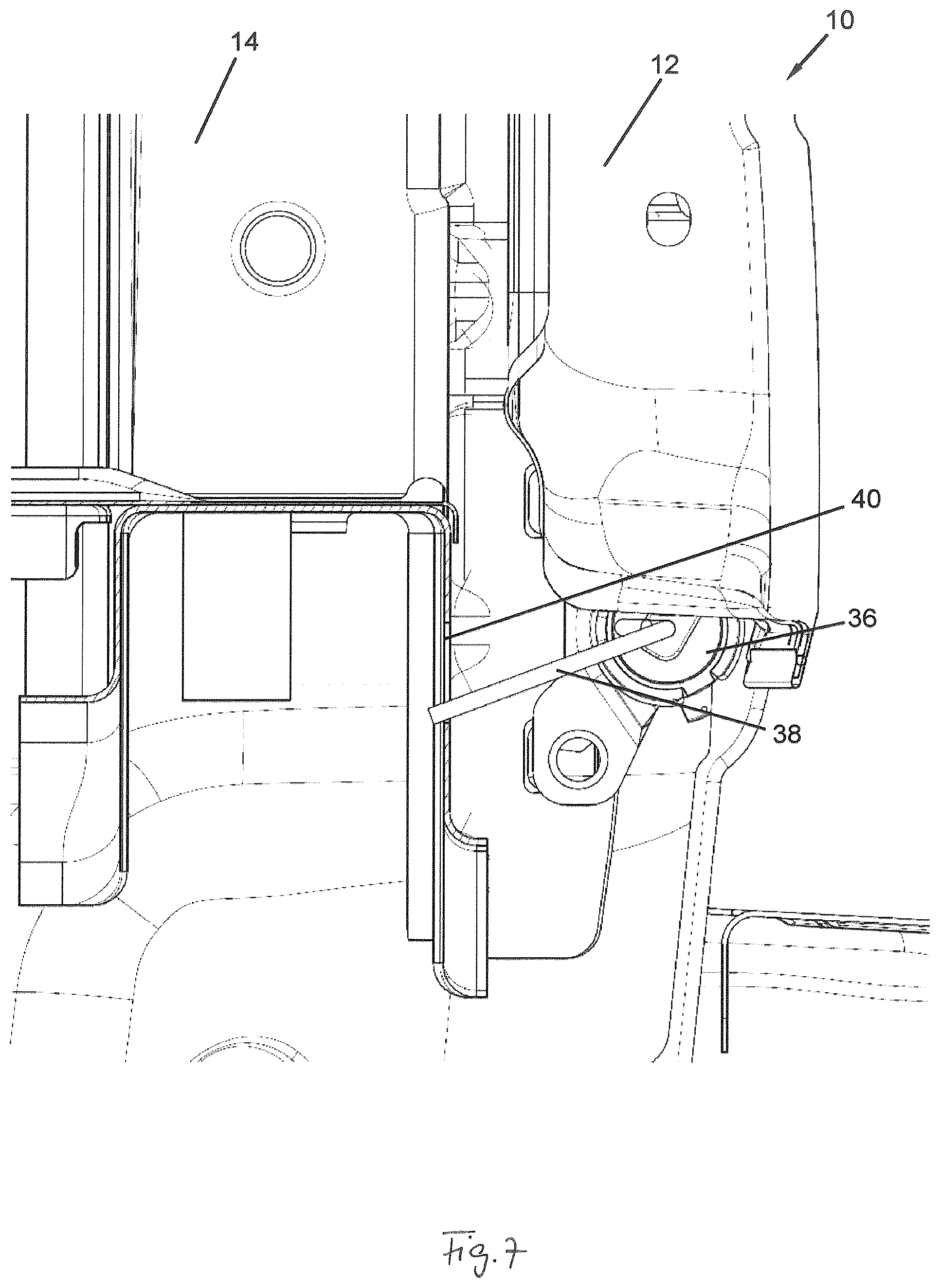 Patent US12552467 Figure 7 – Drive device for a hatch