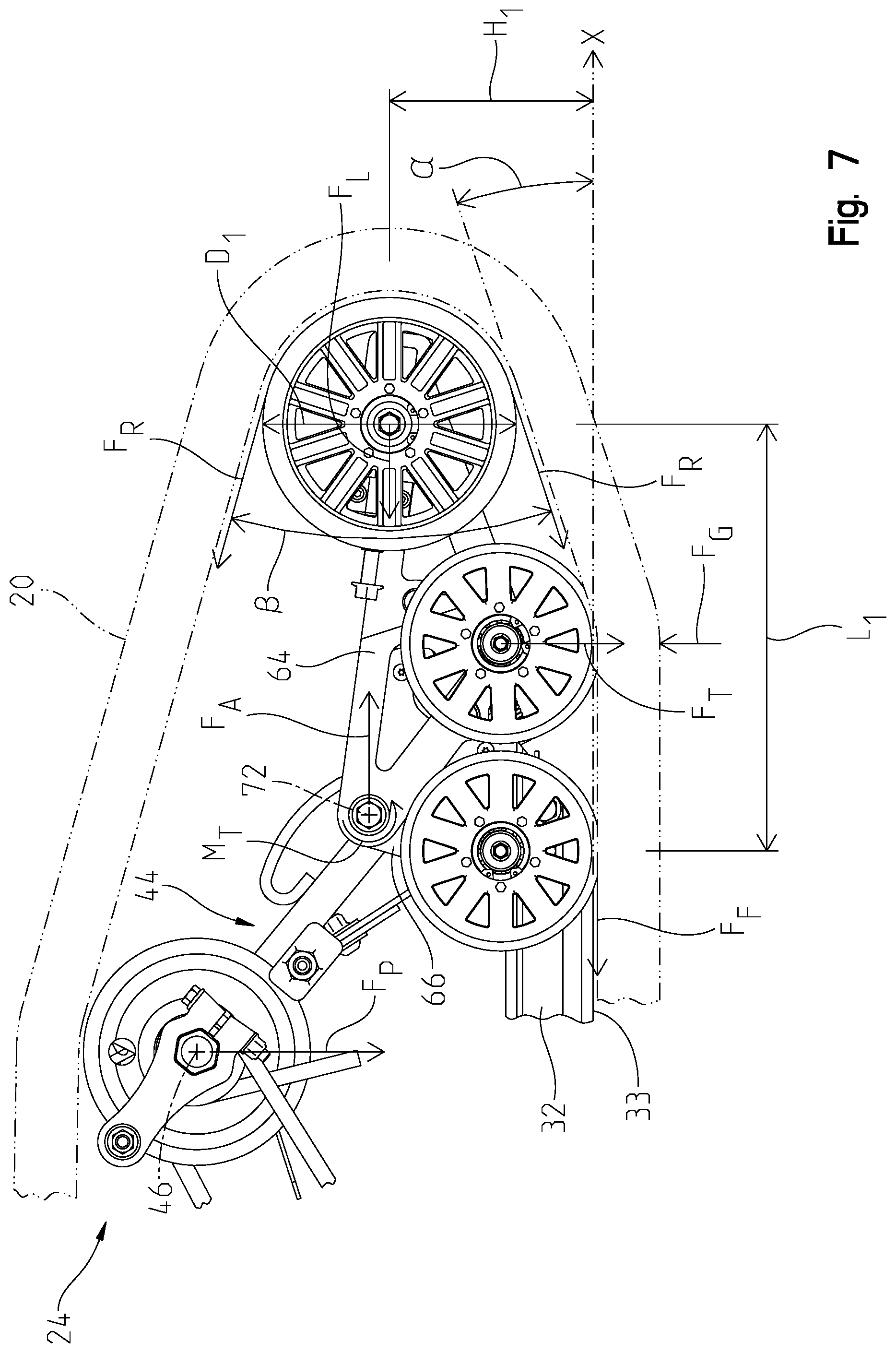 Patent US12552471 Figure 7 – Rear suspension assembly for a snowmobile