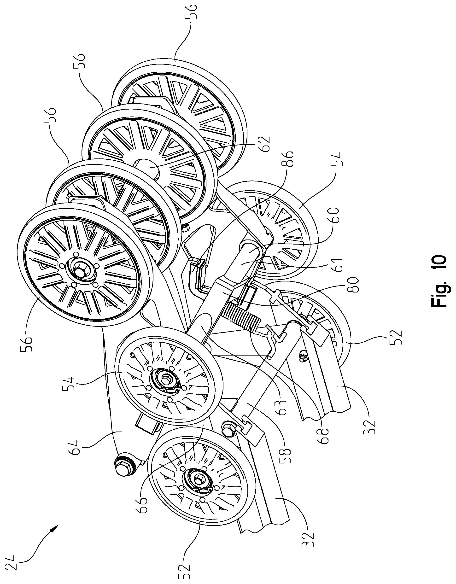 Patent US12552471 Figure 10 – Rear suspension assembly for a snowmobile