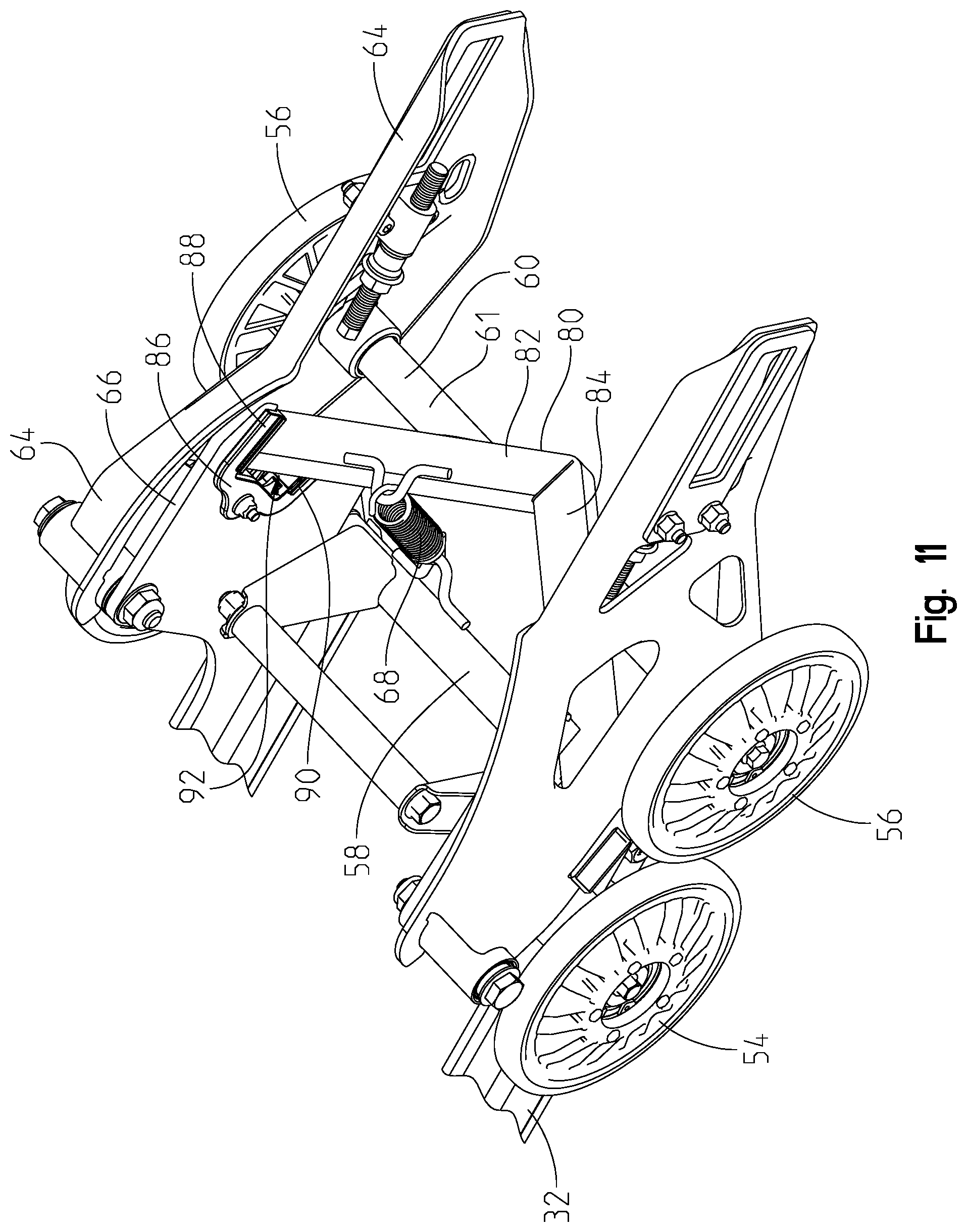 Patent US12552471 Figure 11 – Rear suspension assembly for a snowmobile