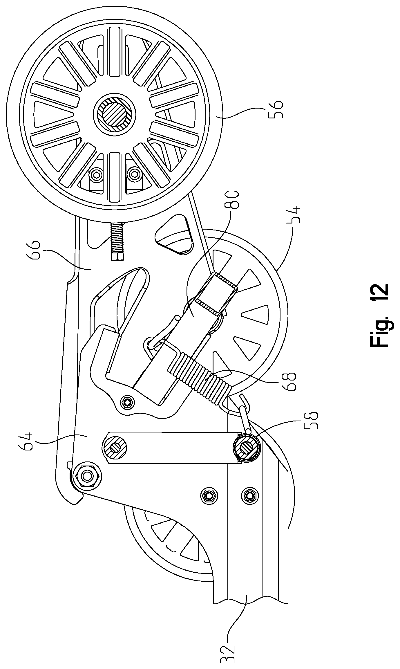 Patent US12552471 Figure 12 – Rear suspension assembly for a snowmobile