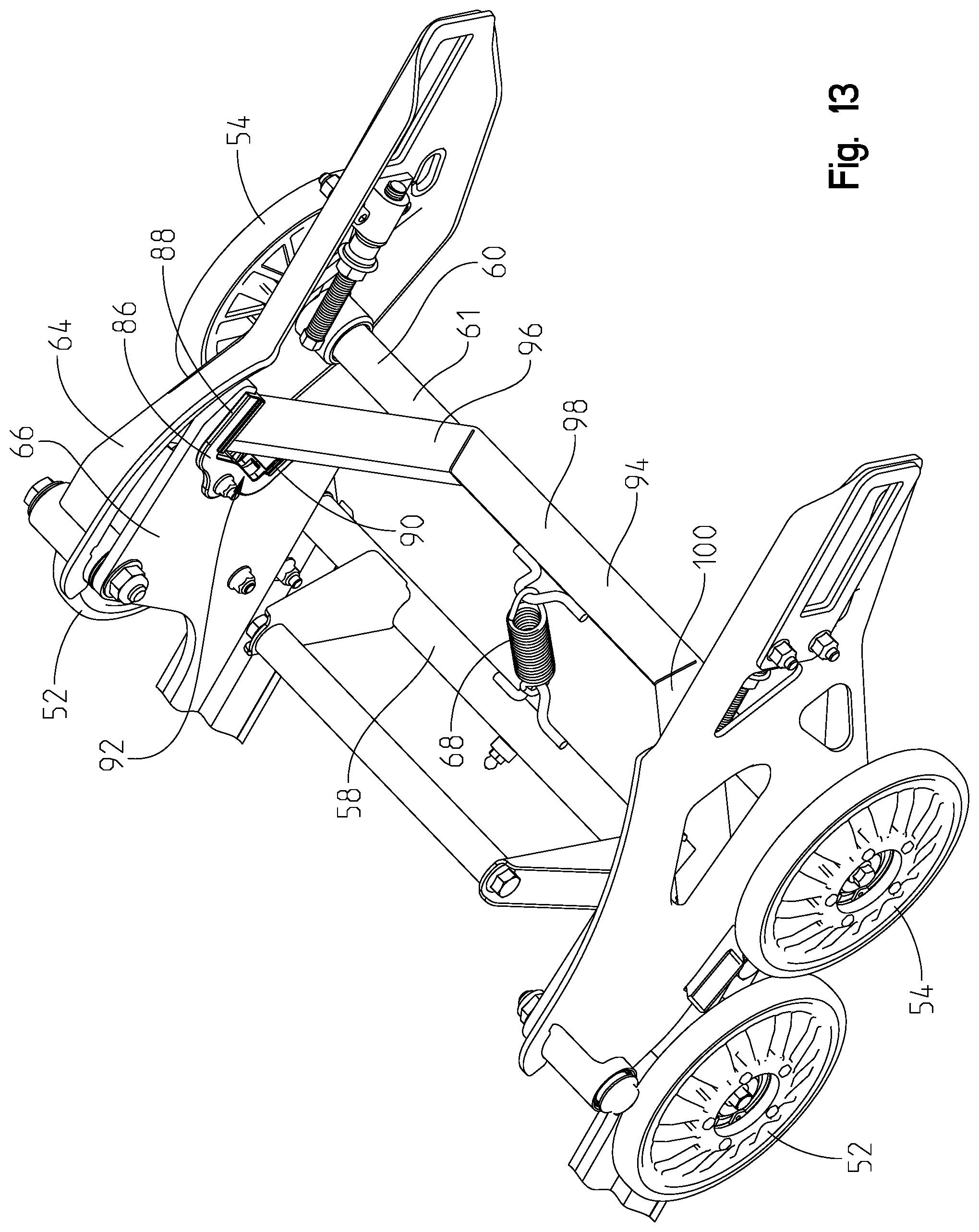 Patent US12552471 Figure 13 – Rear suspension assembly for a snowmobile