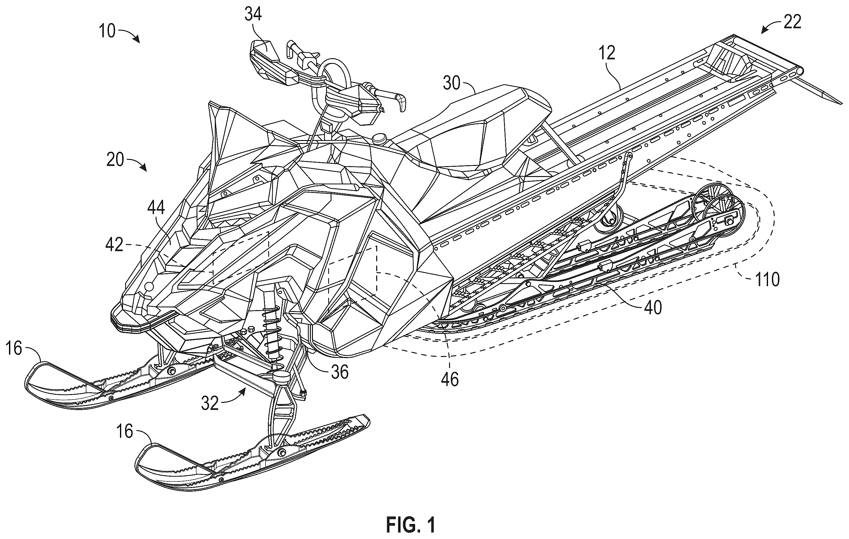 Patent US12552474 Figure 1 – Snow track for a snowmobile