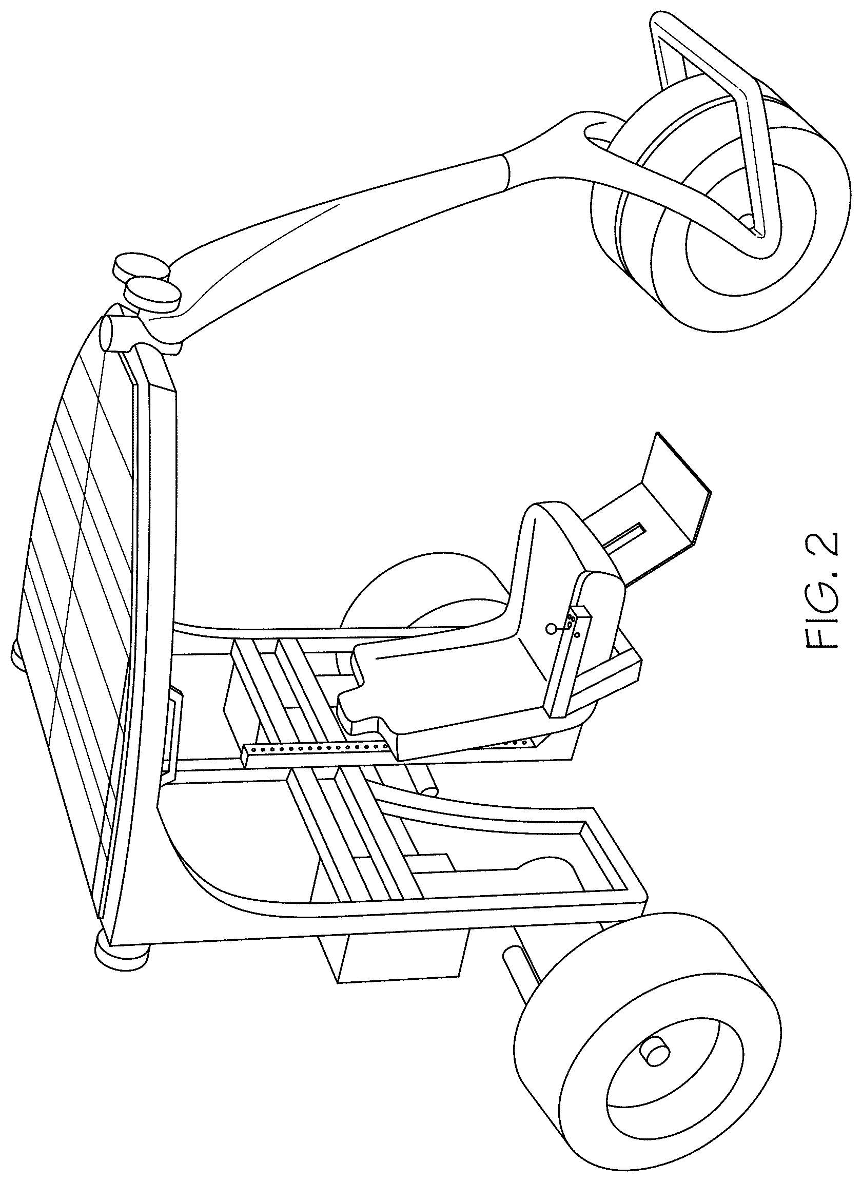 Patent US12552477 Figure 2 – Electric vehicle with moveable operator's chair