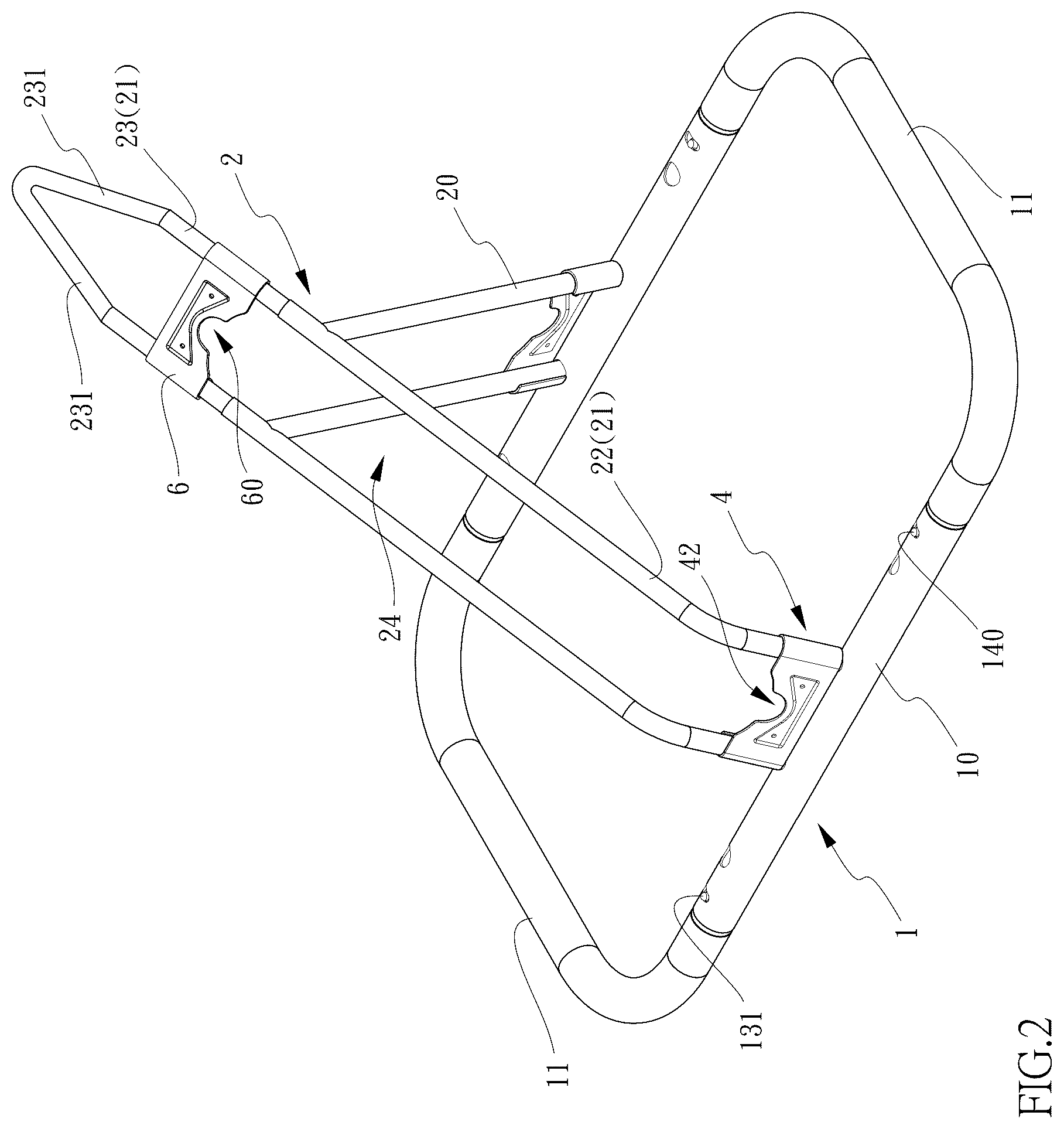 Patent US12552479 Figure 2 – Bicycle parking device with adjustable length