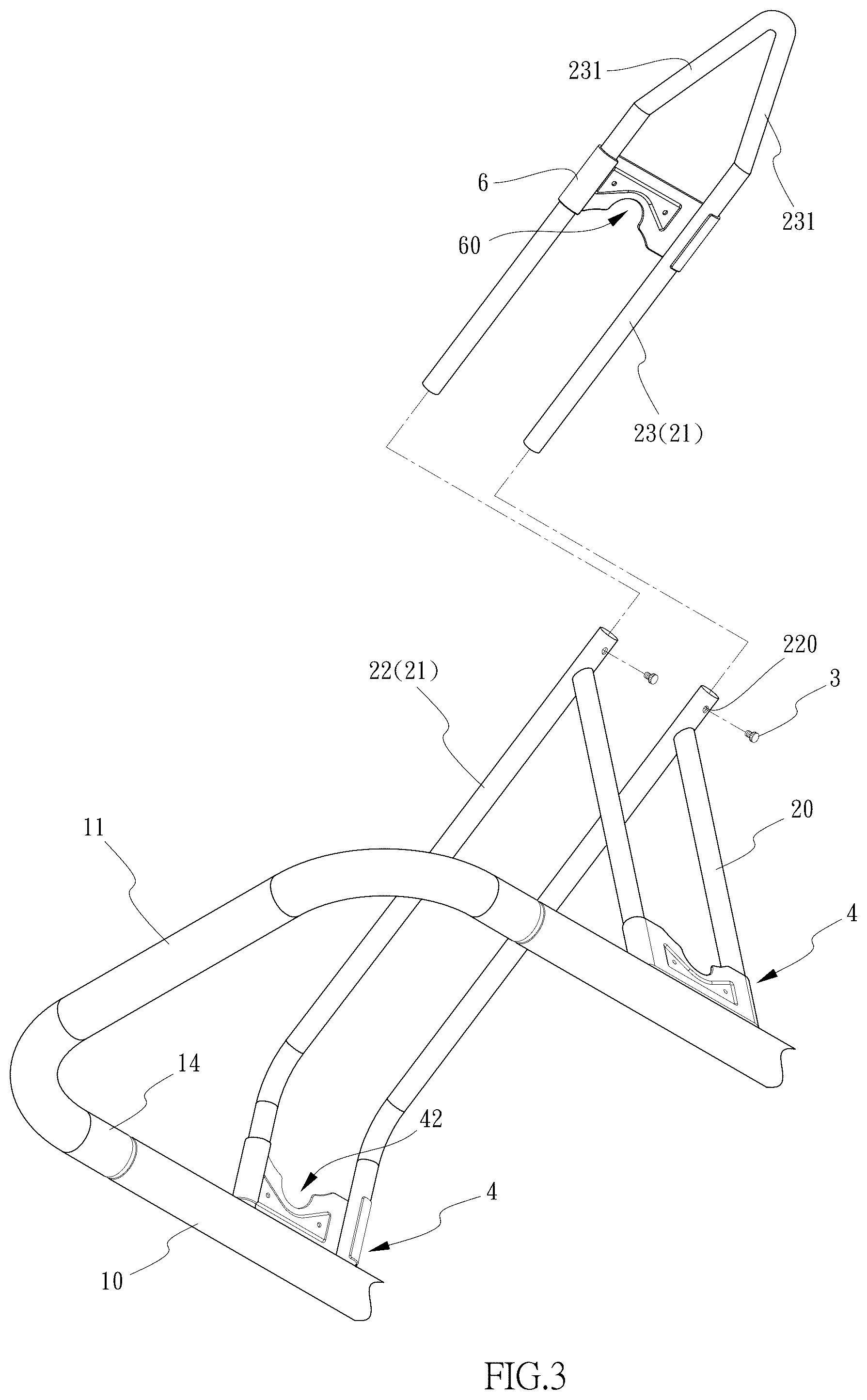 Patent US12552479 Figure 3 – Bicycle parking device with adjustable length