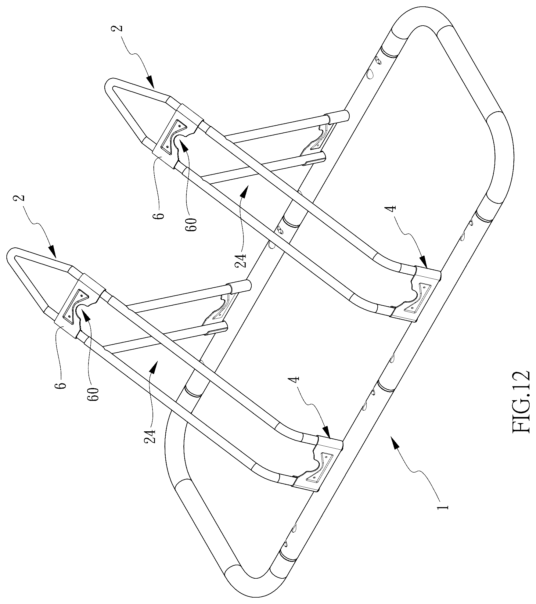 Patent US12552479 Figure 12 – Bicycle parking device with adjustable length