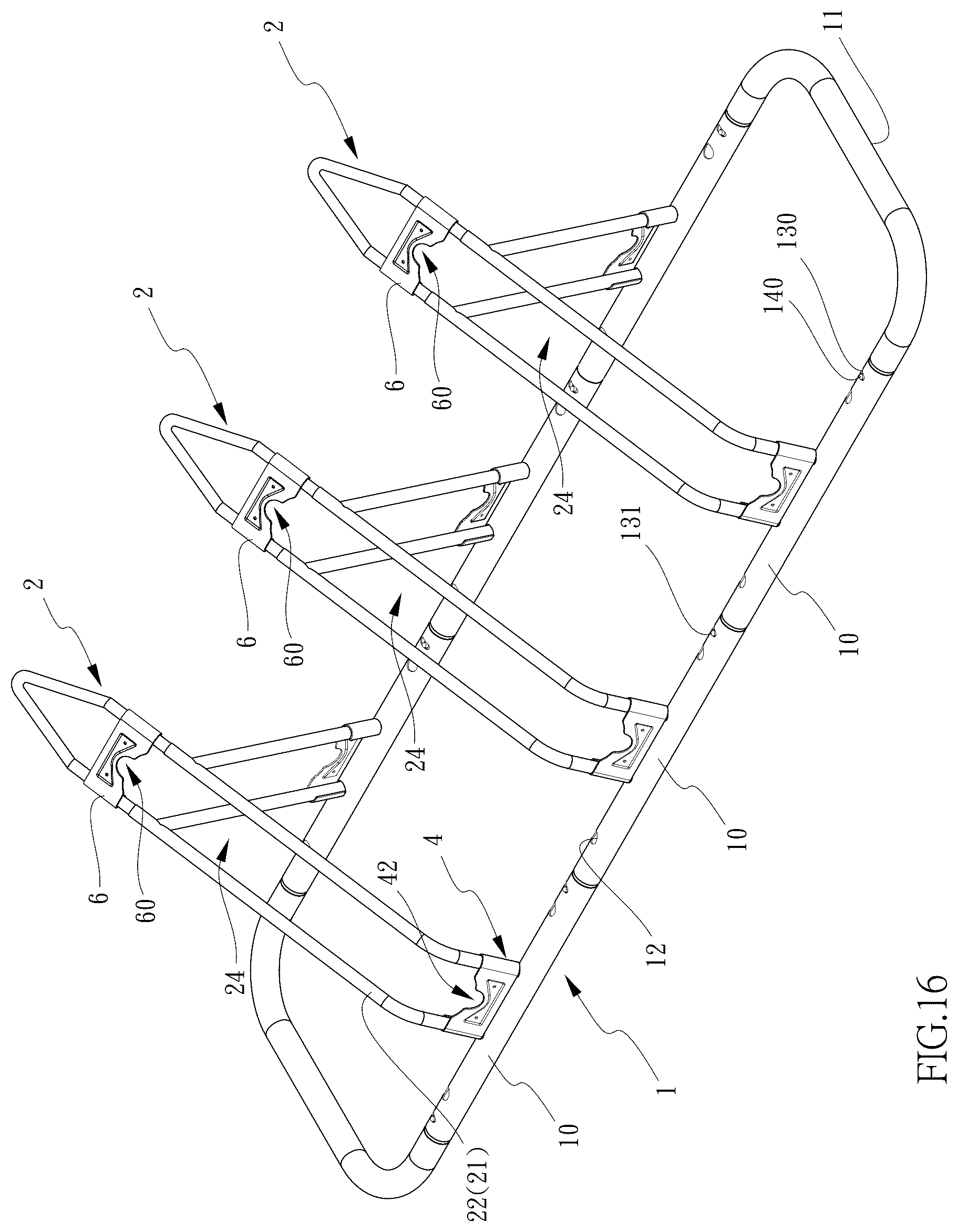 Patent US12552479 Figure 16 – Bicycle parking device with adjustable length