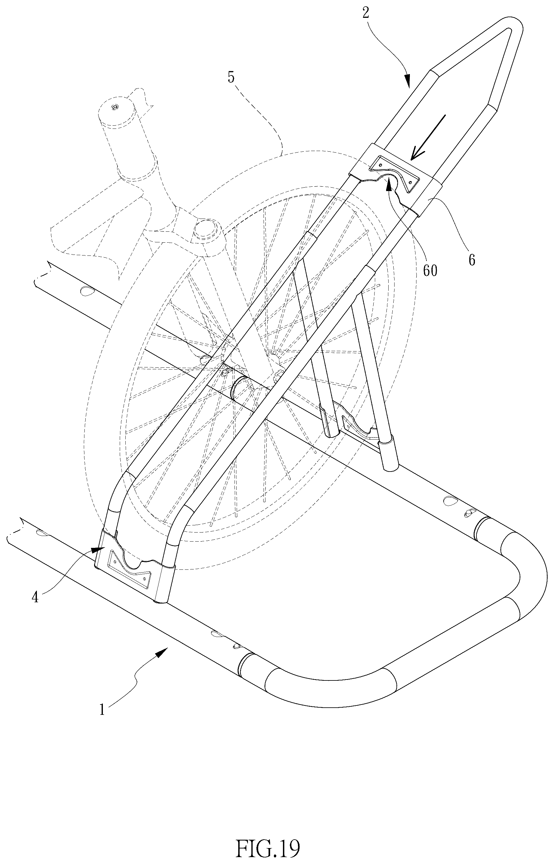 Patent US12552479 Figure 19 – Bicycle parking device with adjustable length