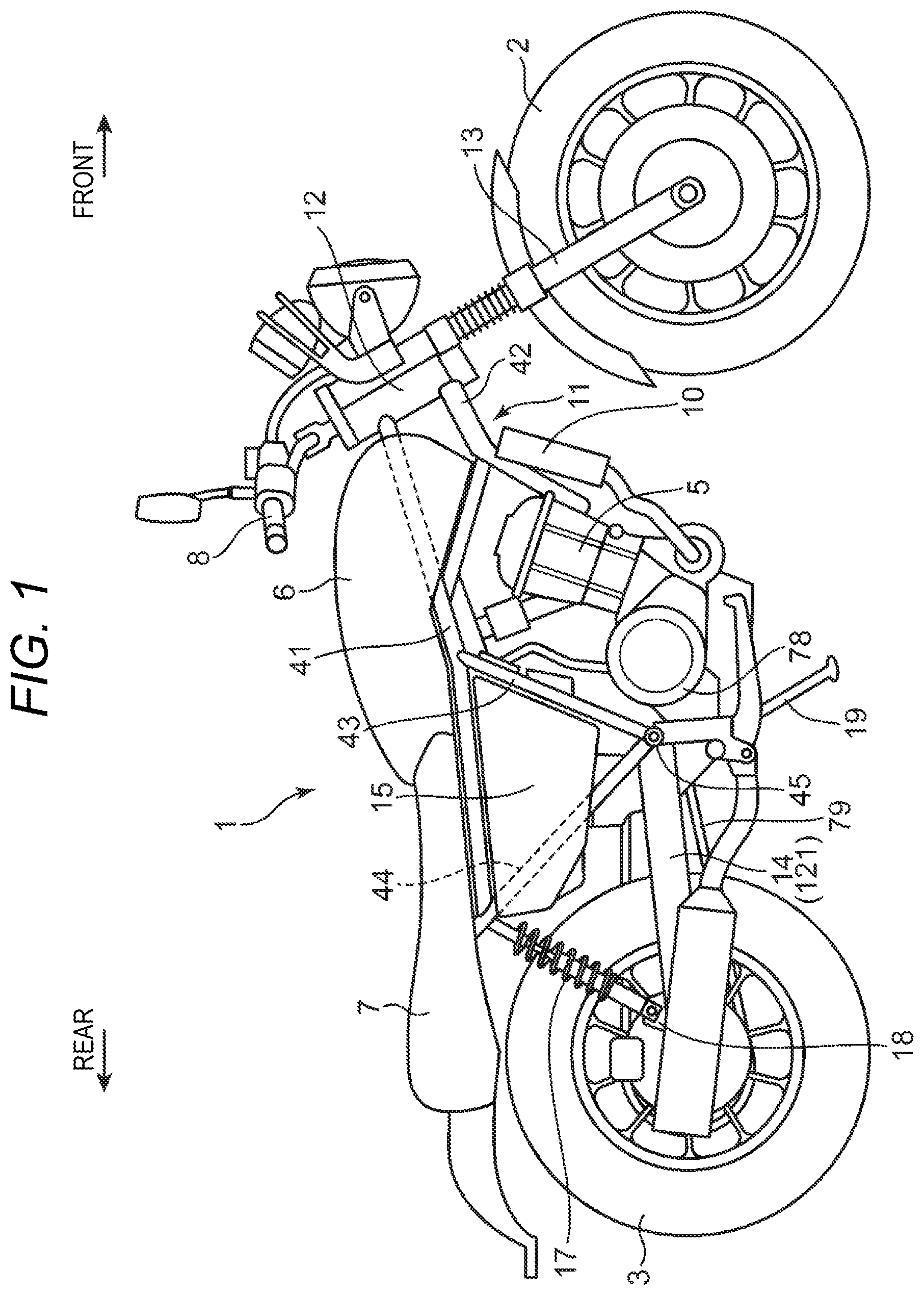 Patent US12552488 Figure 1 – Saddle-ride type vehicle