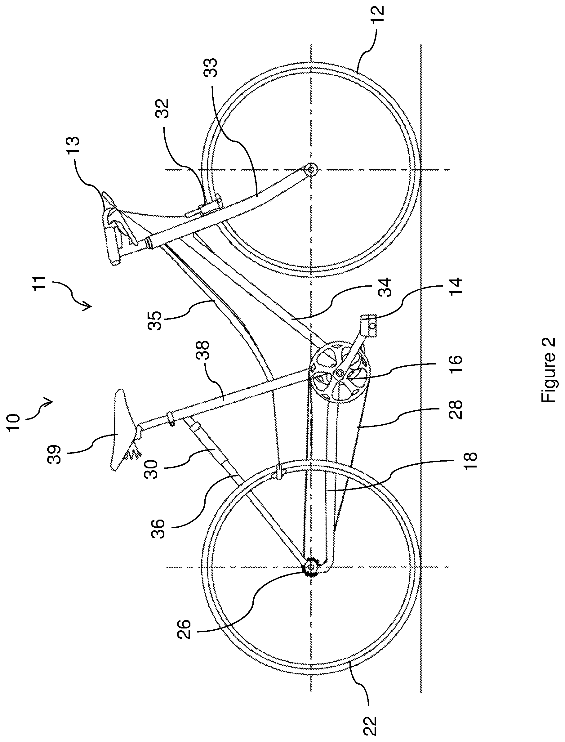 Patent US12552491 Figure 2 – Bicycle with two independent drive wheels