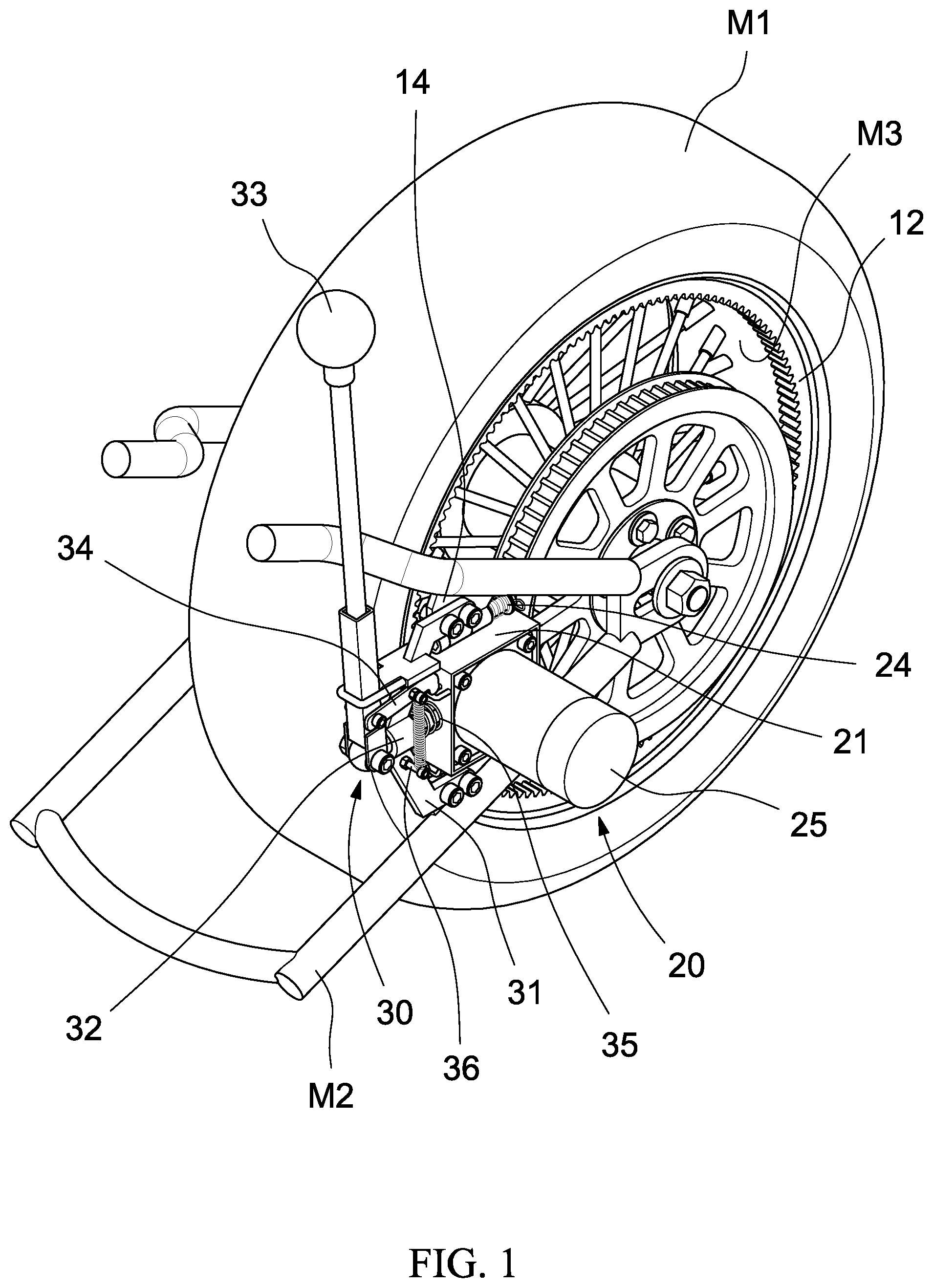 Patent US12552494 Figure 1 – Motorcycle-reversing device