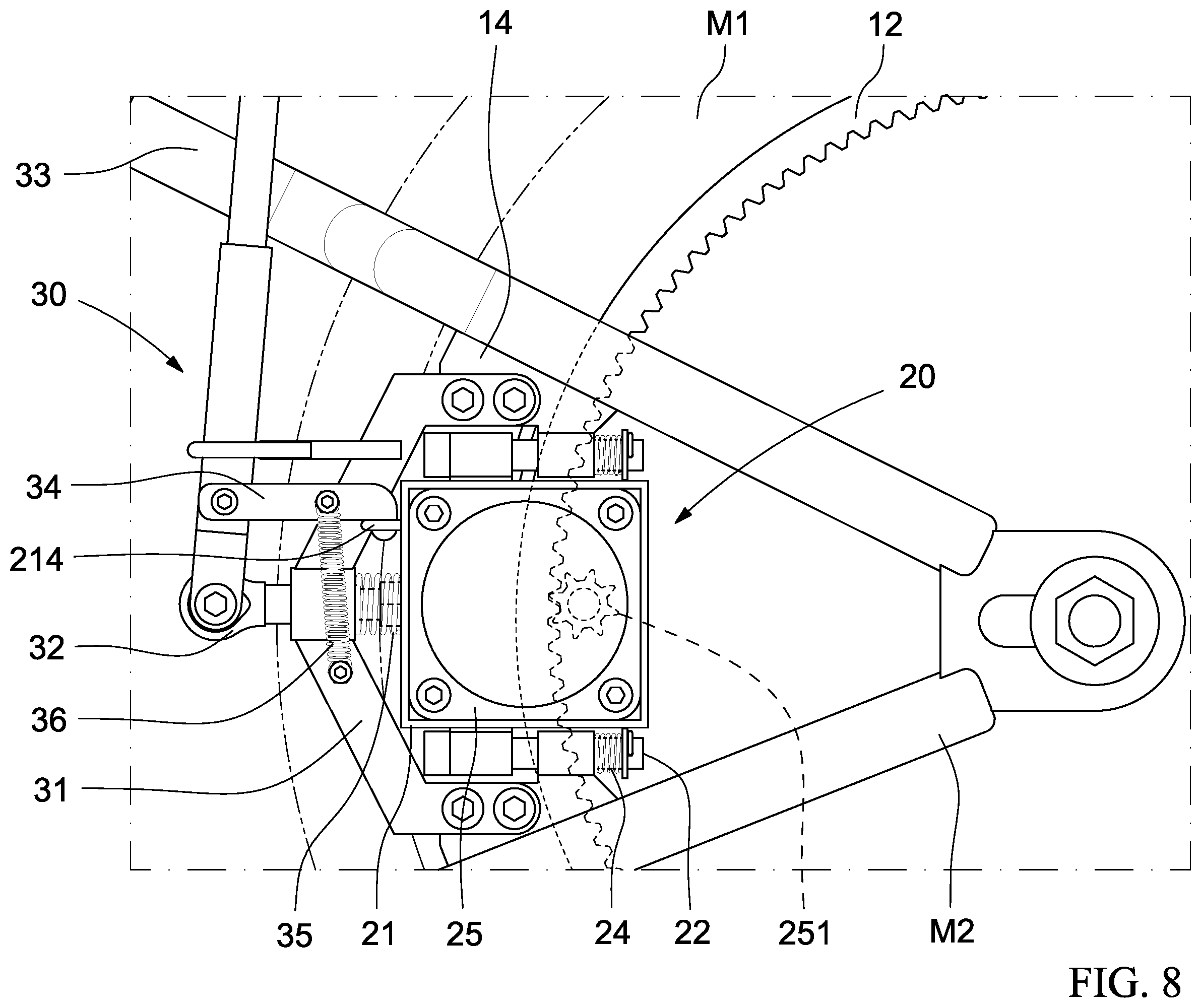 Patent US12552494 Figure 8 – Motorcycle-reversing device