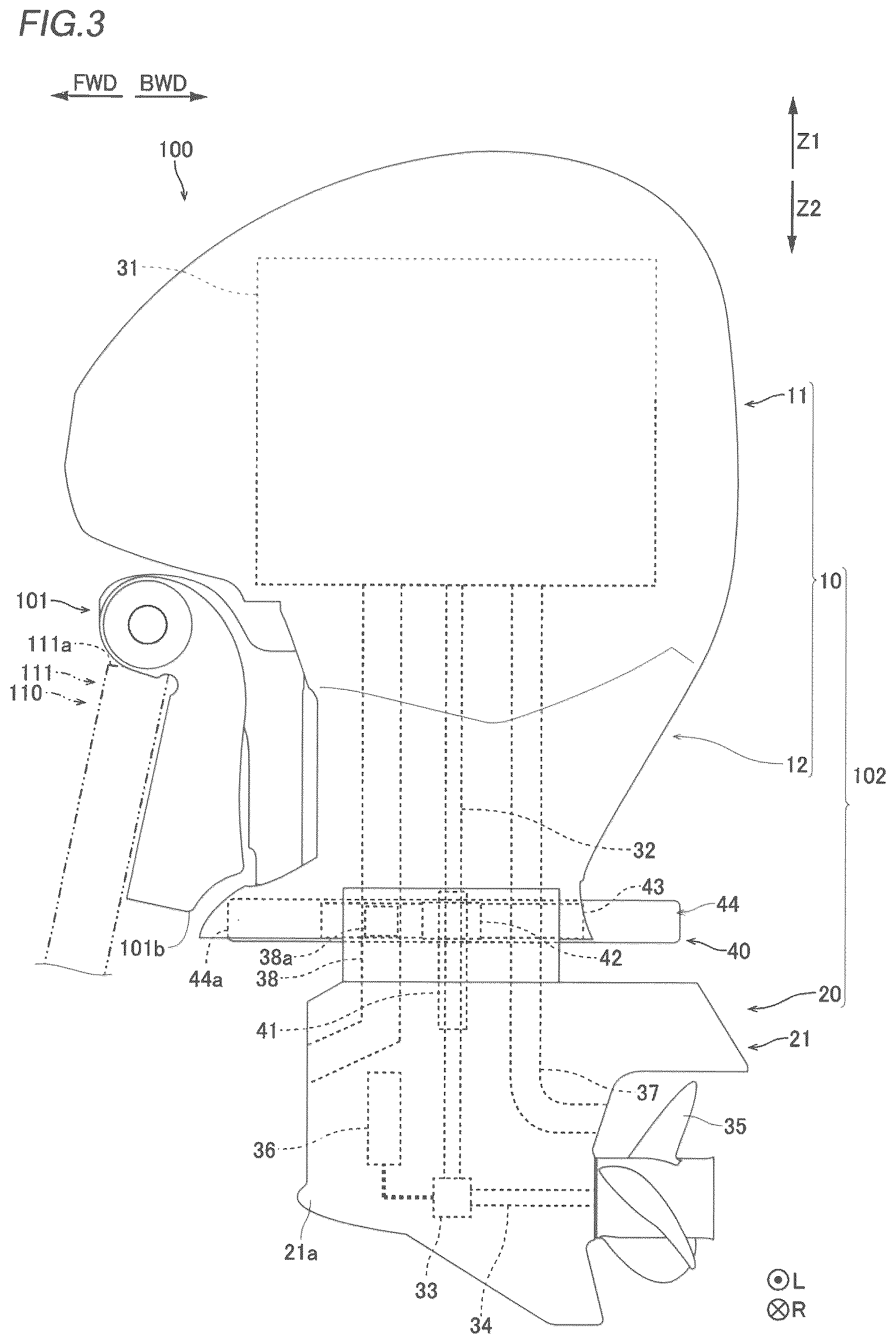 Patent US12552507 Figure 2 – Outboard motor and marine vessel