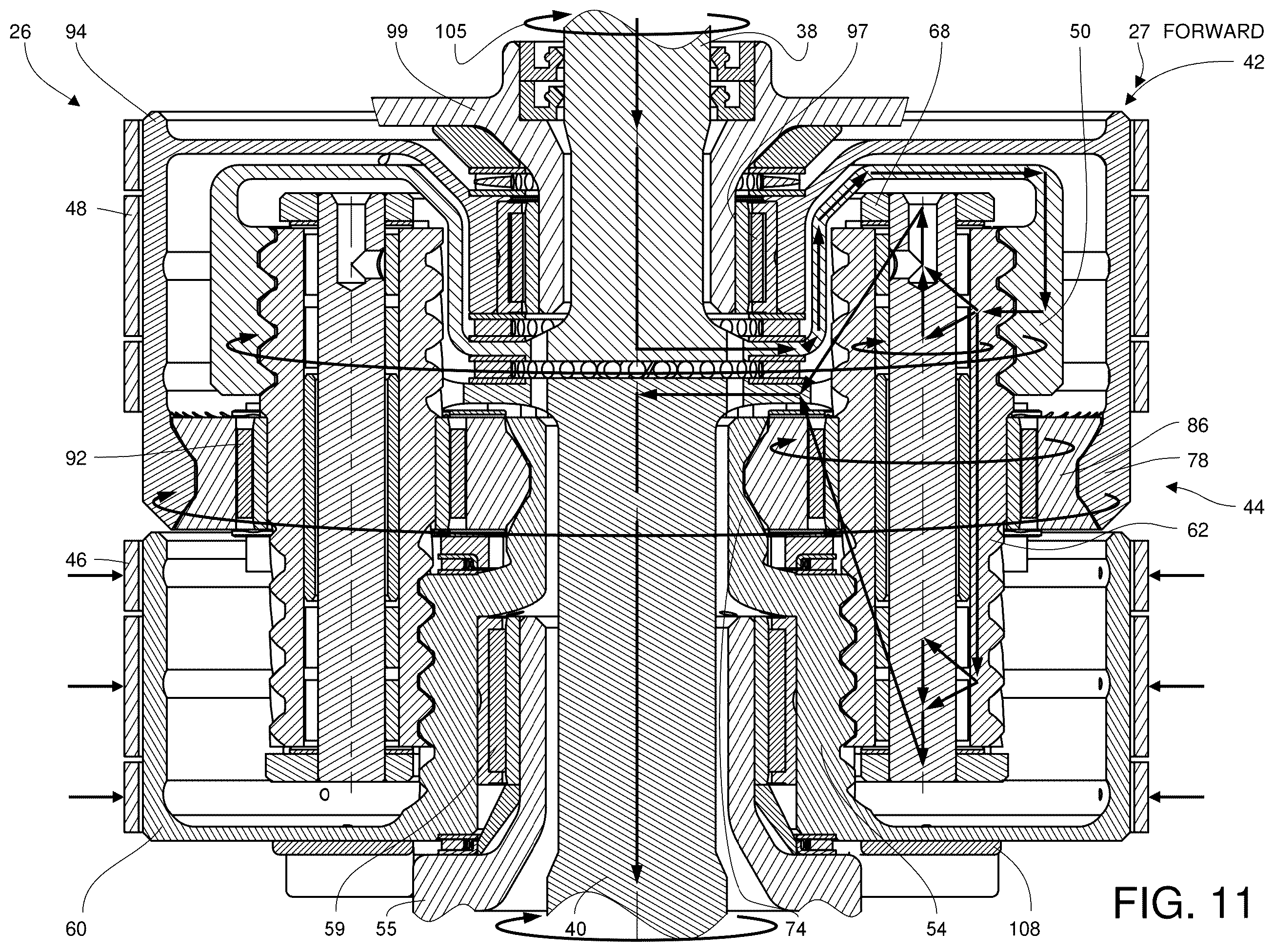 Patent US12552511 Figure 7 – Planetary gearset and a transmission with the planetary gearset