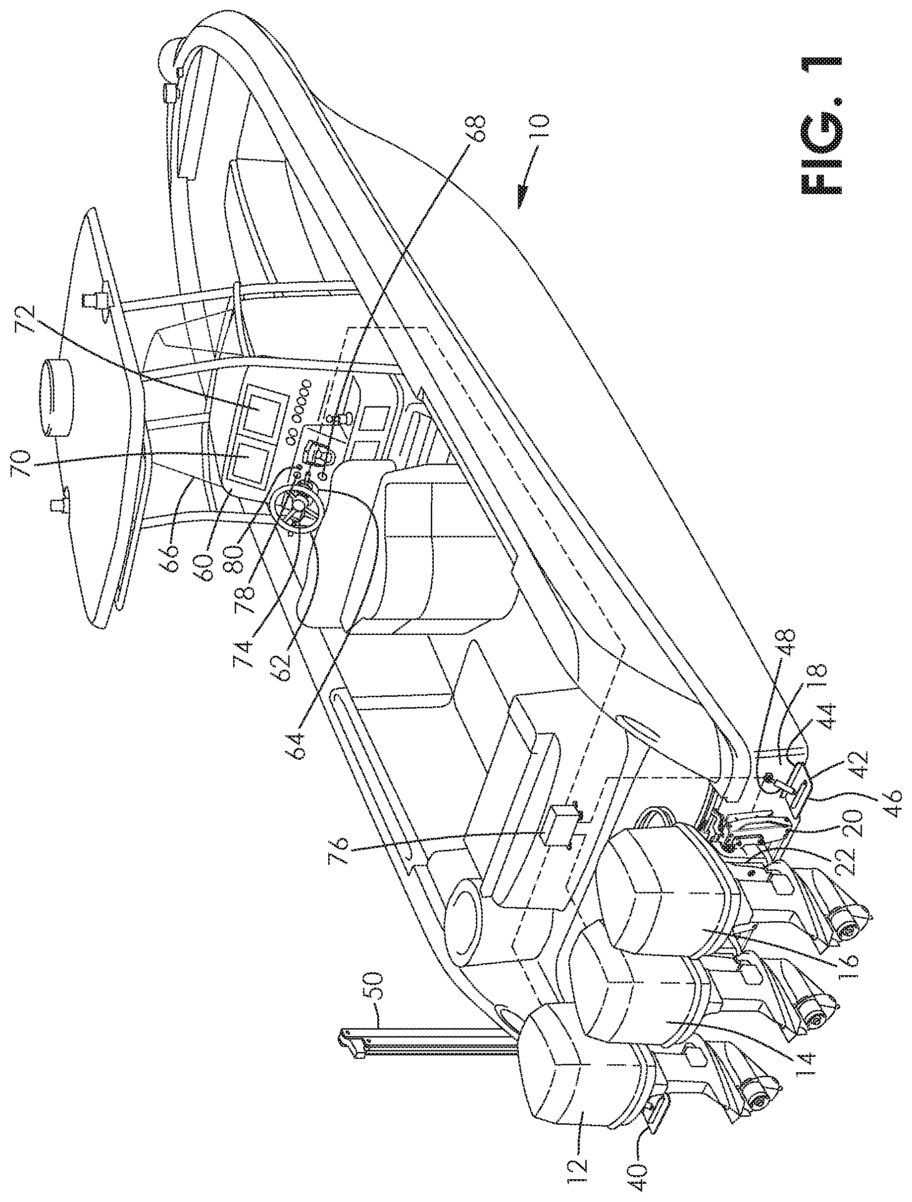 Patent US12552513 Figure 1 – System for controlling a marine vessel using a single operator command