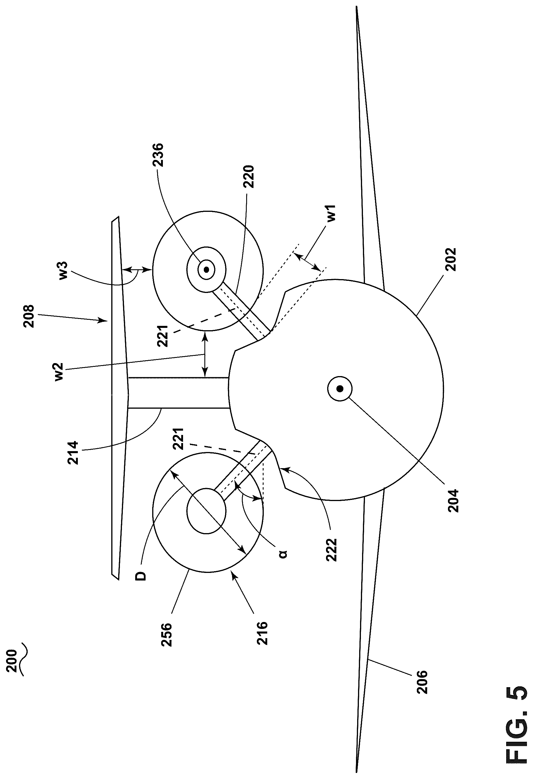 Patent US12552514 Figure 5 – Aircraft with a fuselage accommodating an unducted turbine engine