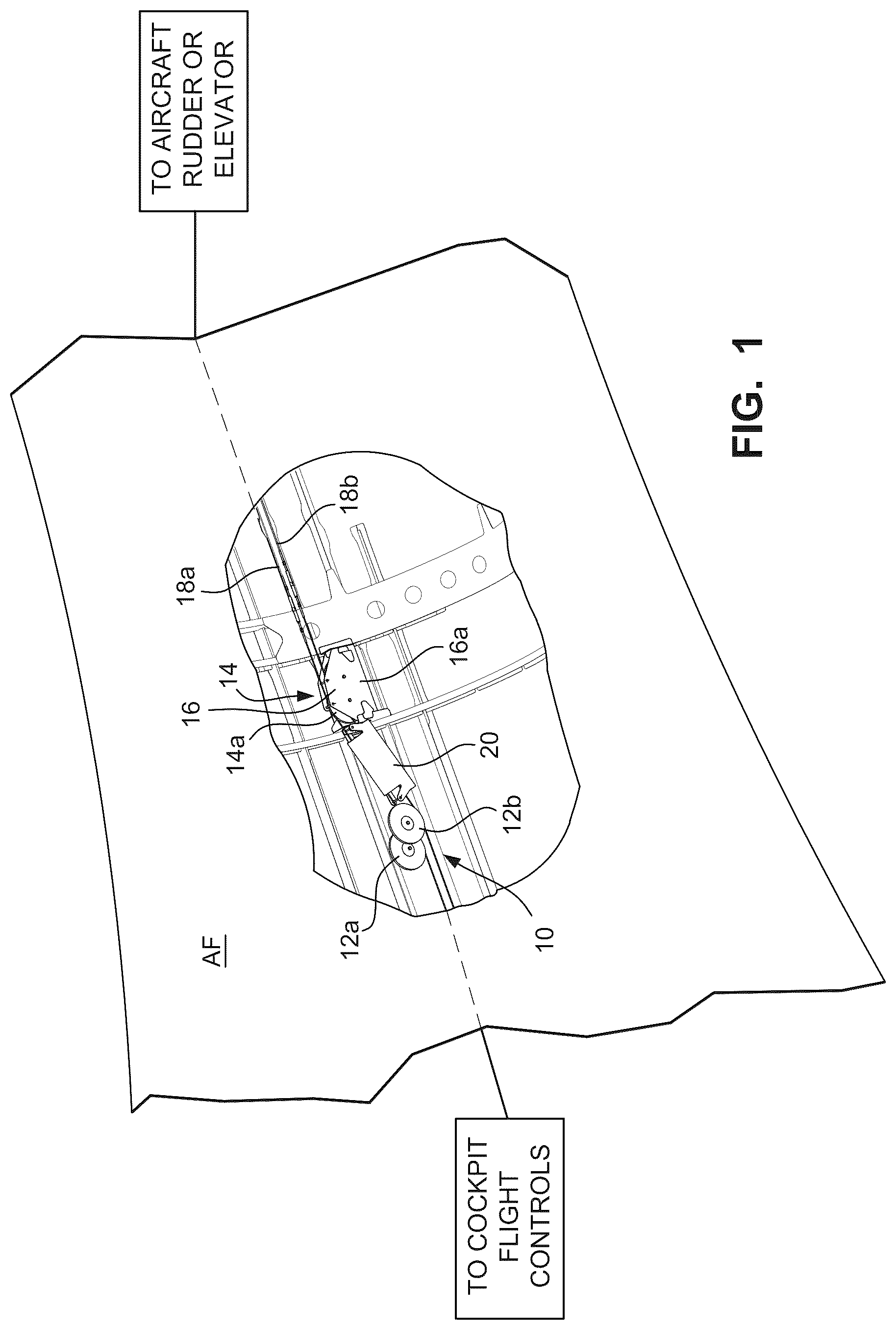 Patent US12552519 Figure 1 – Double flanged clevis pins for aircraft flight control cable pulley systems