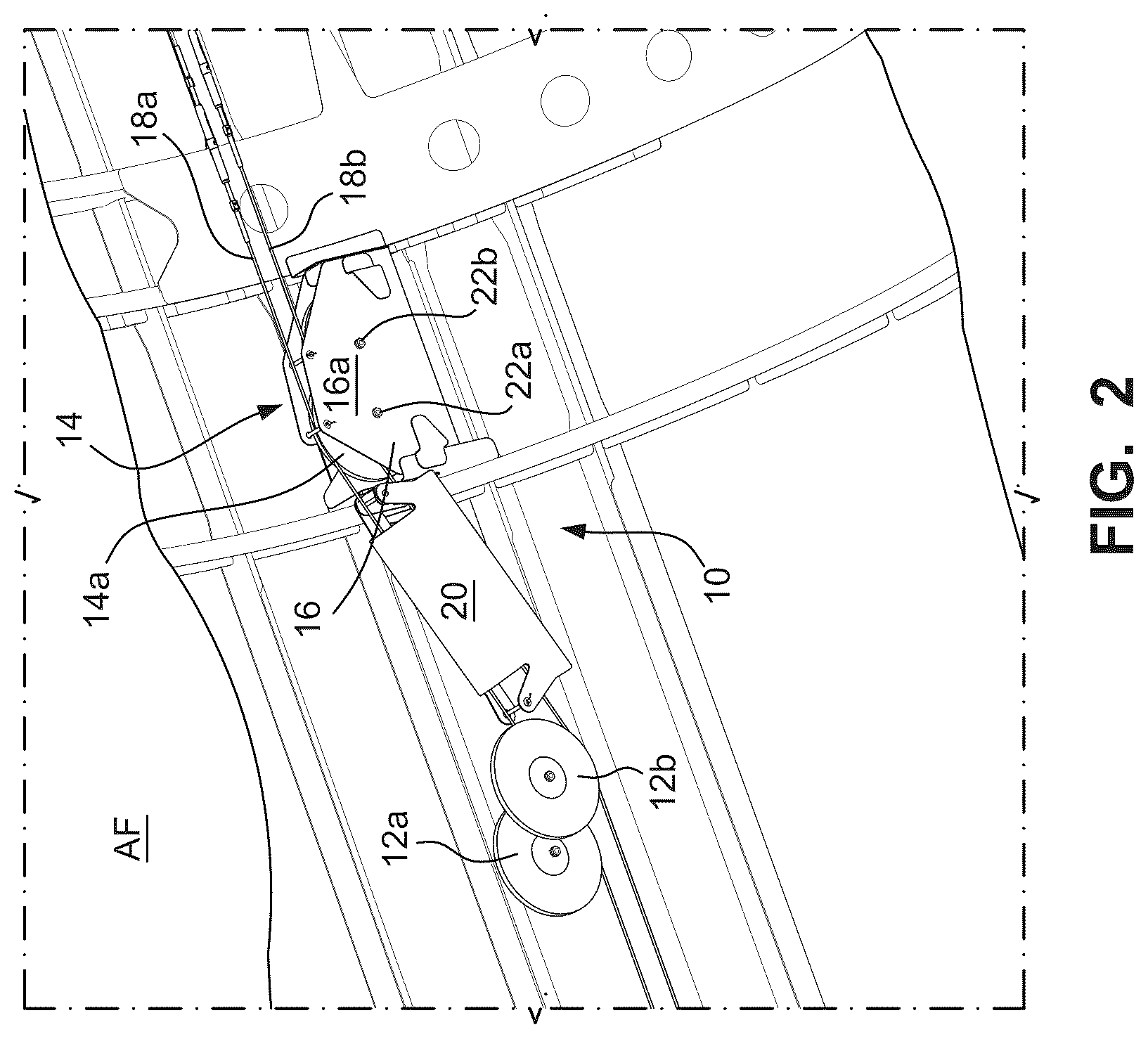 Patent US12552519 Figure 2 – Double flanged clevis pins for aircraft flight control cable pulley systems