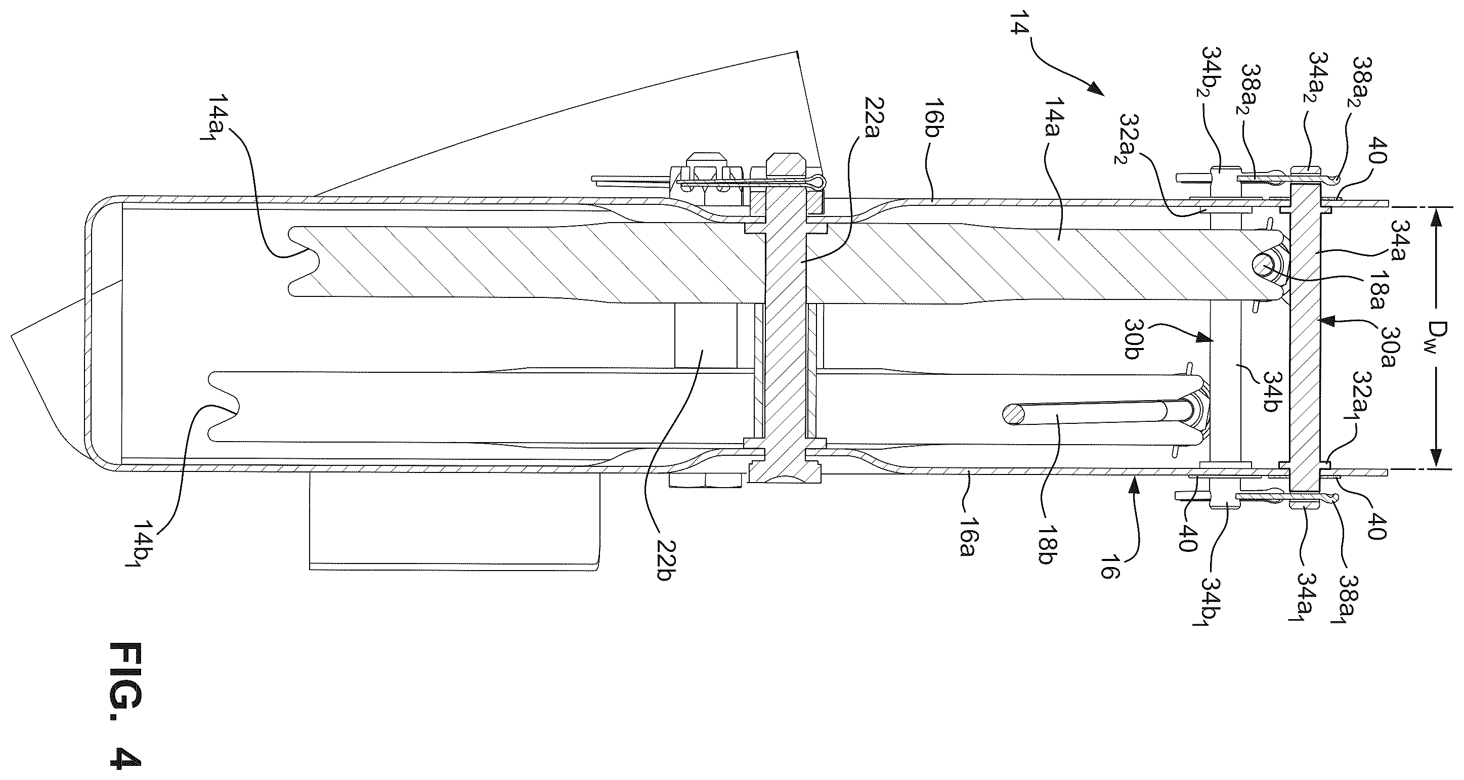 Patent US12552519 Figure 4 – Double flanged clevis pins for aircraft flight control cable pulley systems