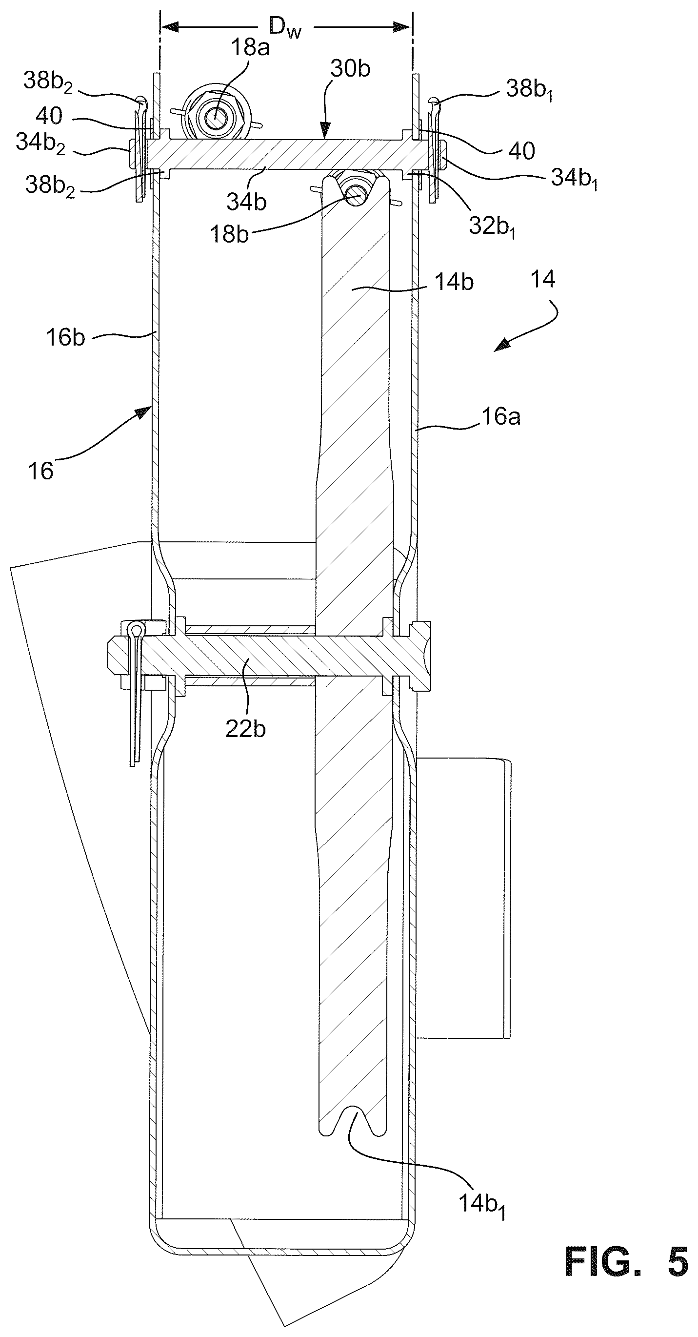 Patent US12552519 Figure 5 – Double flanged clevis pins for aircraft flight control cable pulley systems