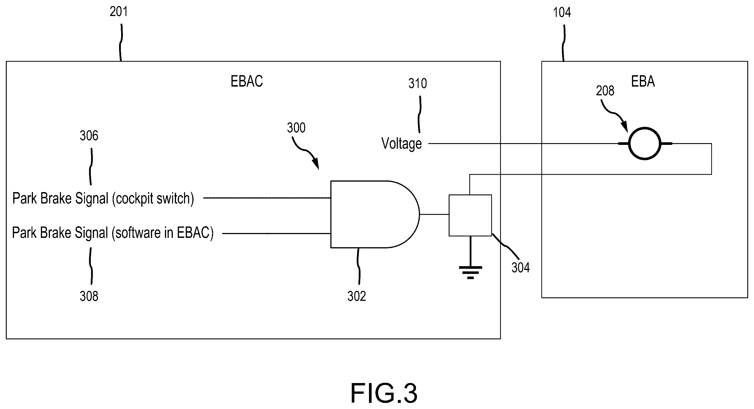 Patent US12552521 Figure 4 – Electromechanical brake interlock