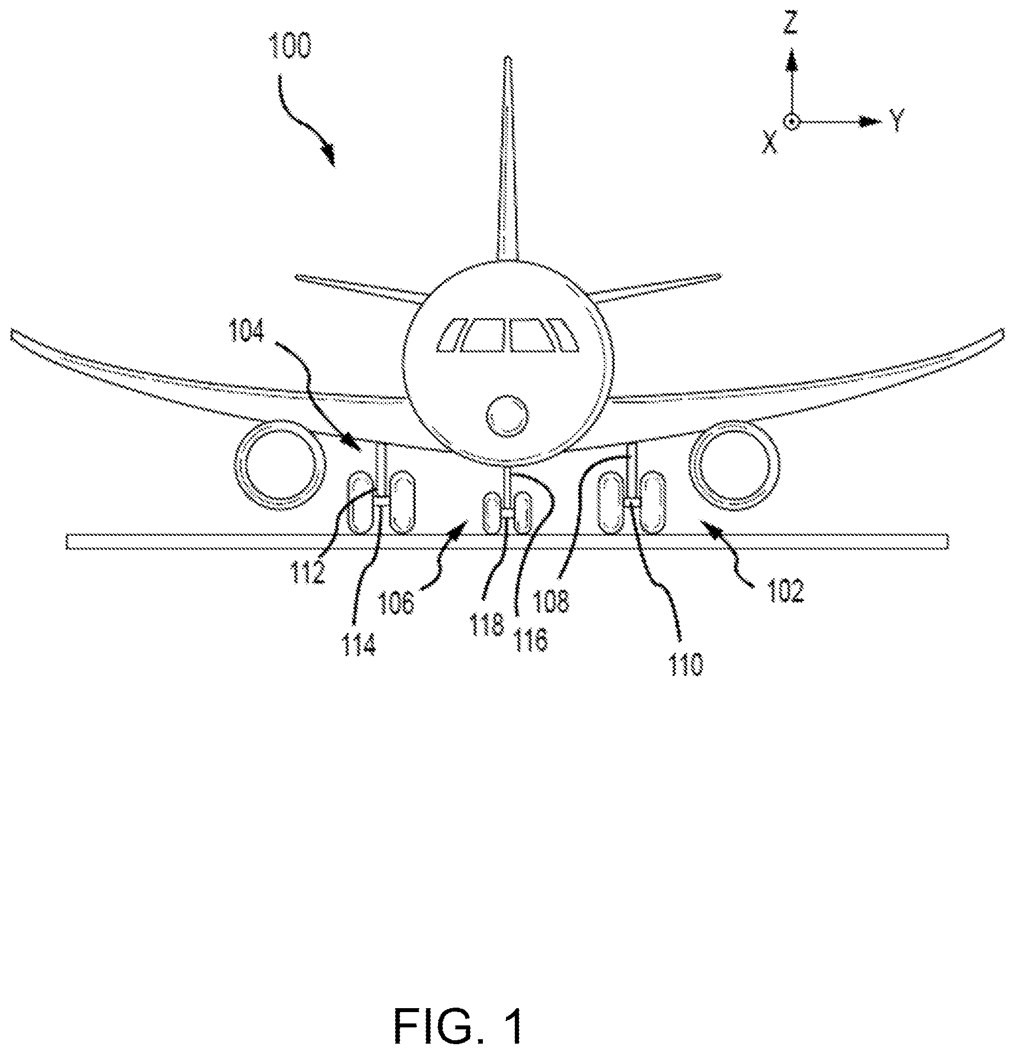 Patent US12552522 Figure 1 – Shock strut variable-area metering unit