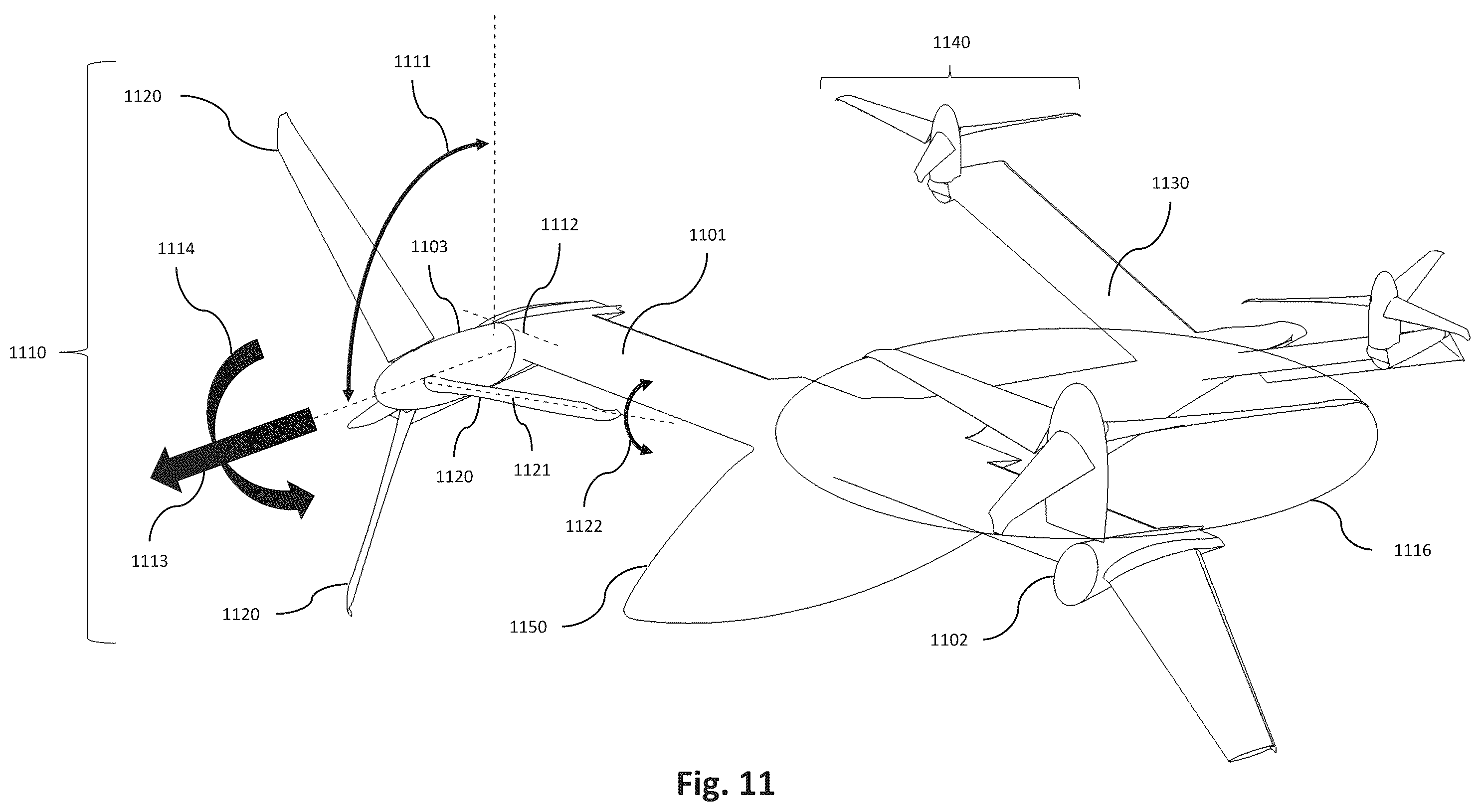 Patent US12552527 Figure 9 – Propulsion system blade with internal actuator