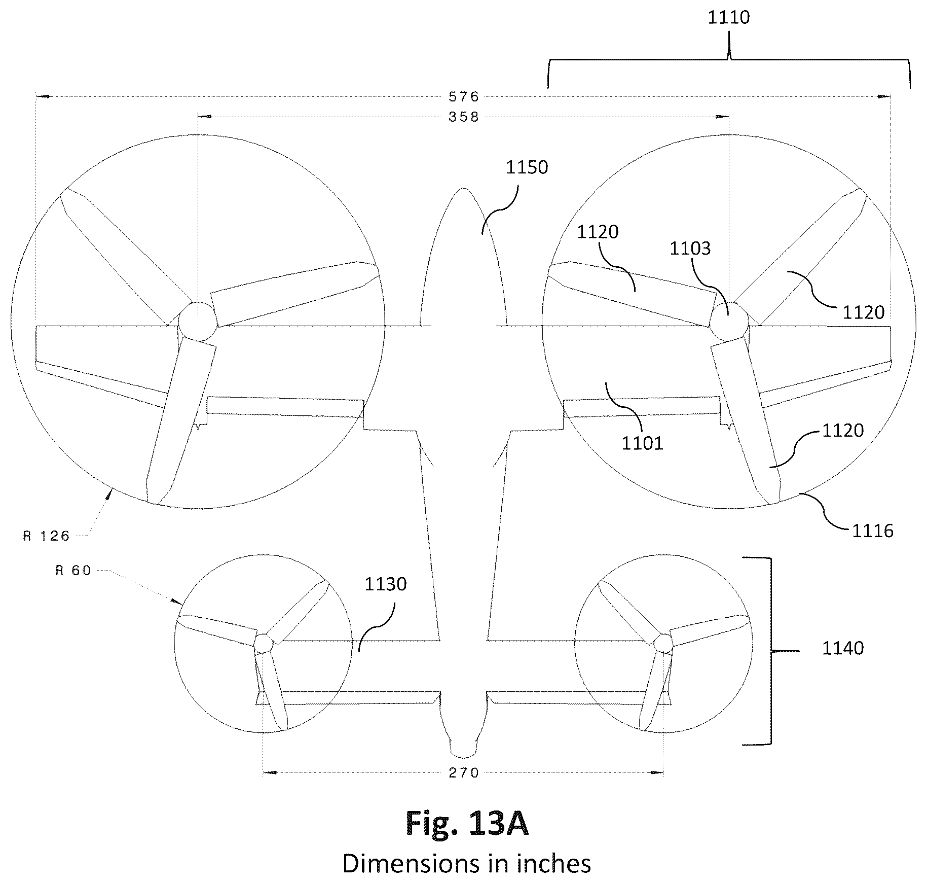 Patent US12552527 Figure 11 – Propulsion system blade with internal actuator