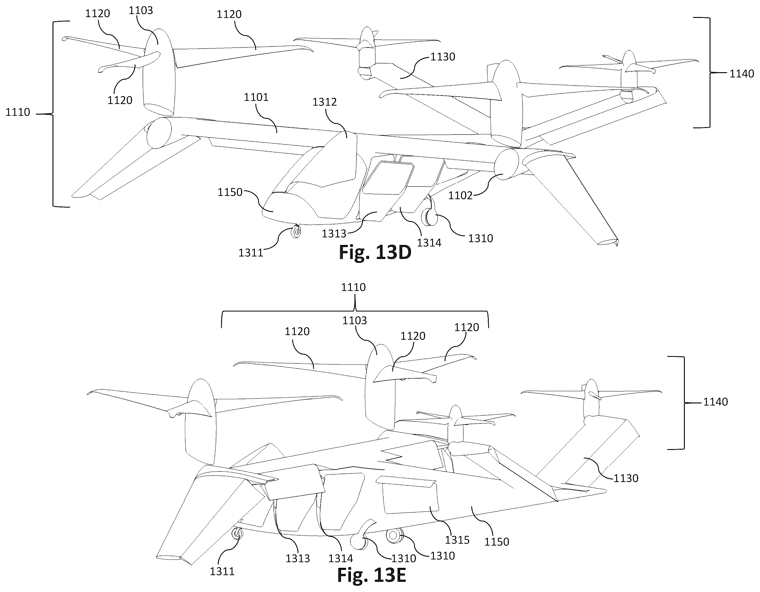 Patent US12552527 Figure 14 – Propulsion system blade with internal actuator