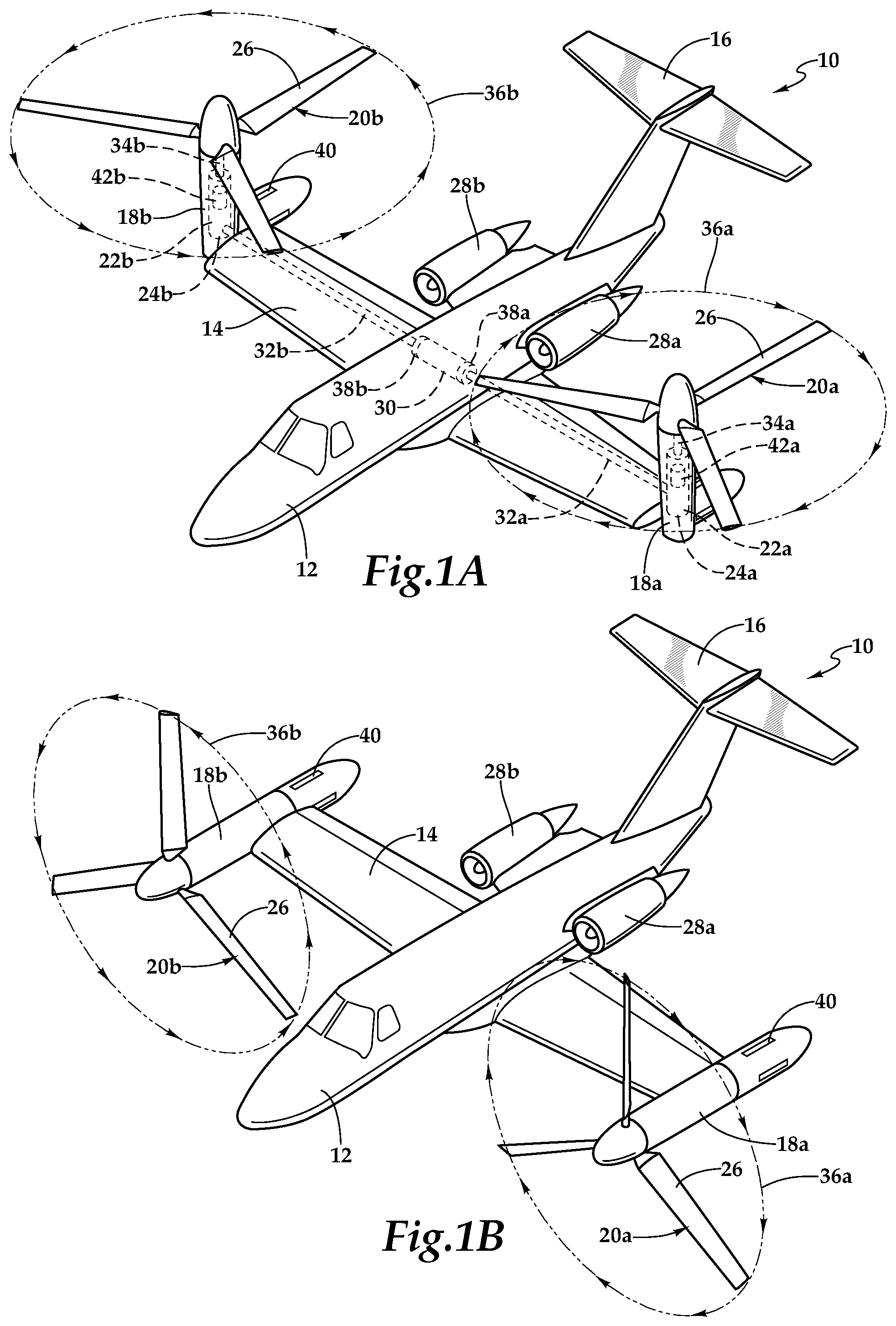 Patent US12552528 Figure 1 – Proprotor lockout systems for tiltrotor aircraft