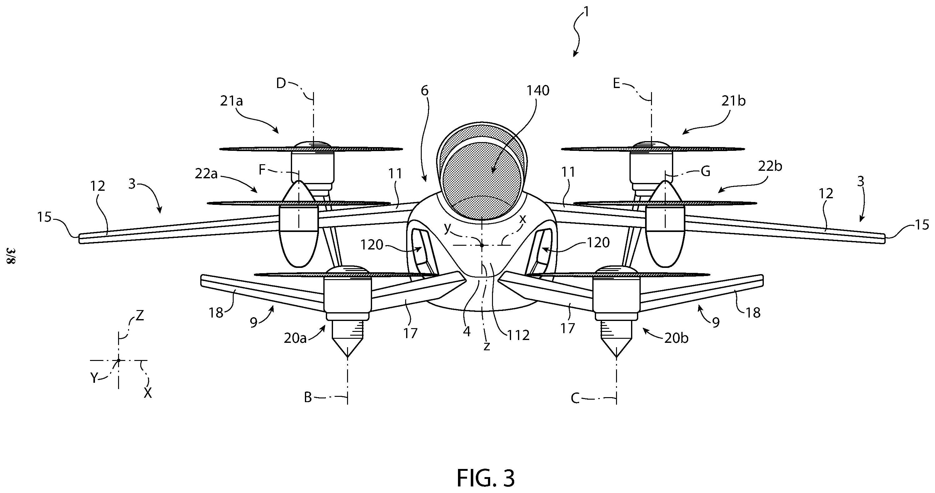 Patent US12552529 Figure 3 – Convertible aircraft capable of hovering