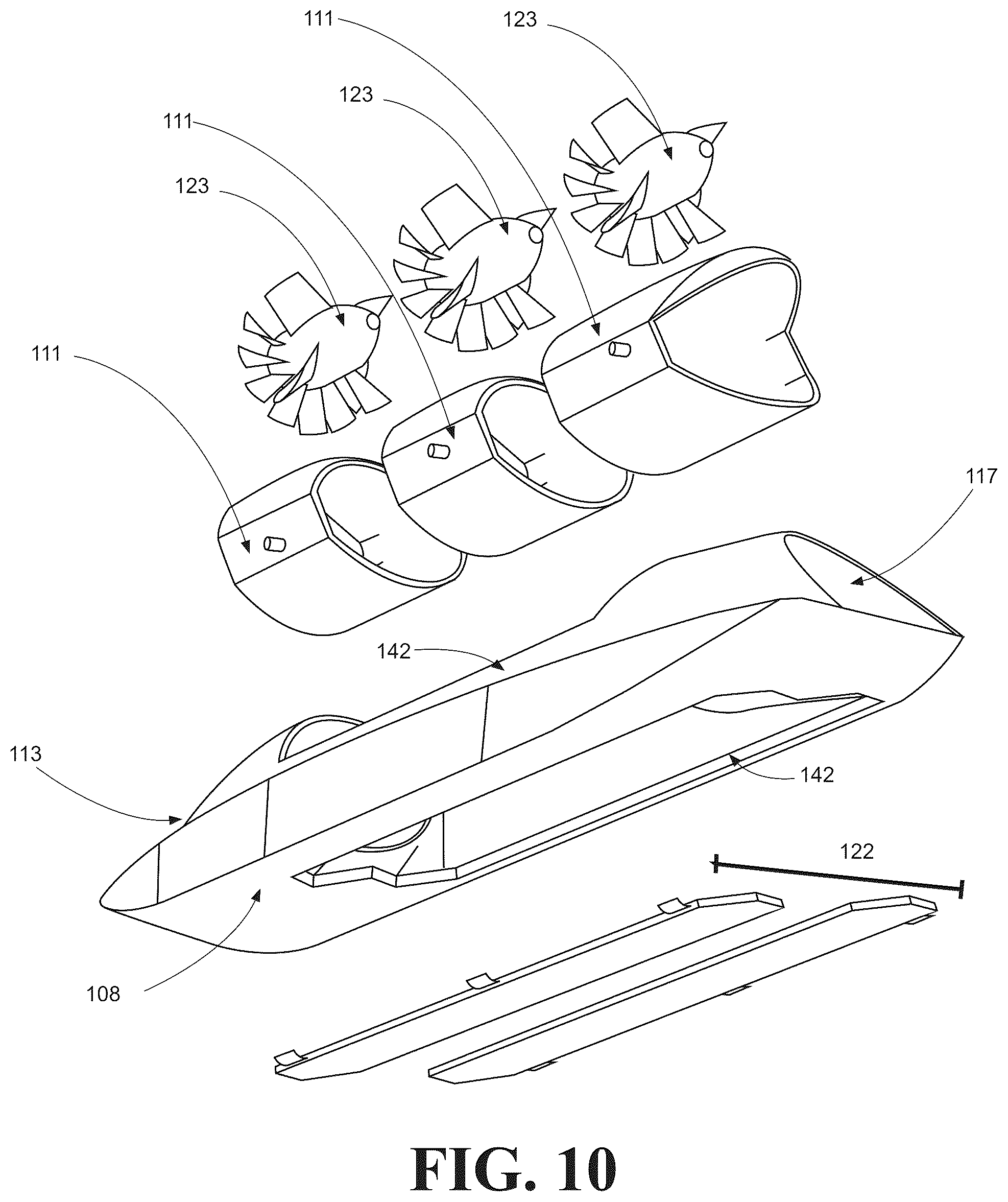 Patent US12552530 Figure 10 – Vertical take-off and landing aircraft and methods of taking-off, landing, high speed flight, and aircraft control