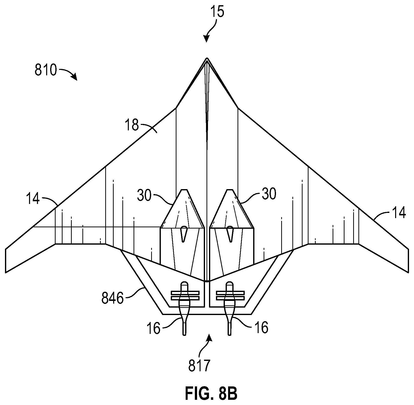 Patent US12552534 Figure 8 – Blended wing body aircraft