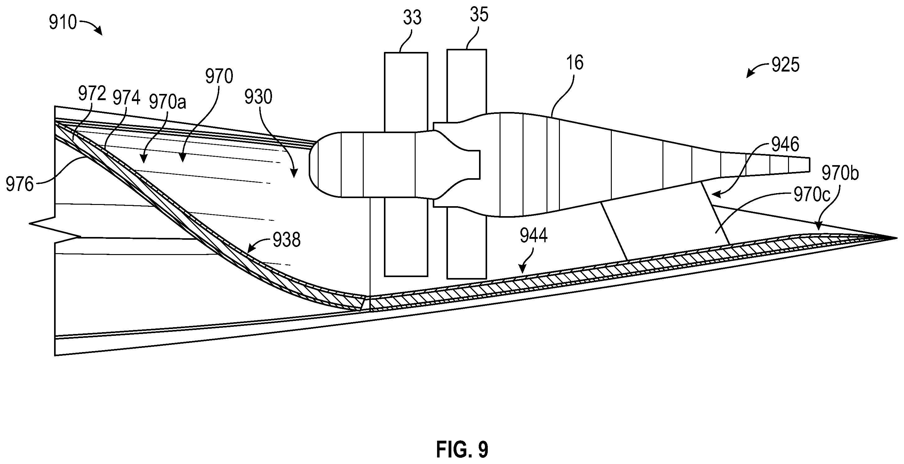 Patent US12552534 Figure 9 – Blended wing body aircraft