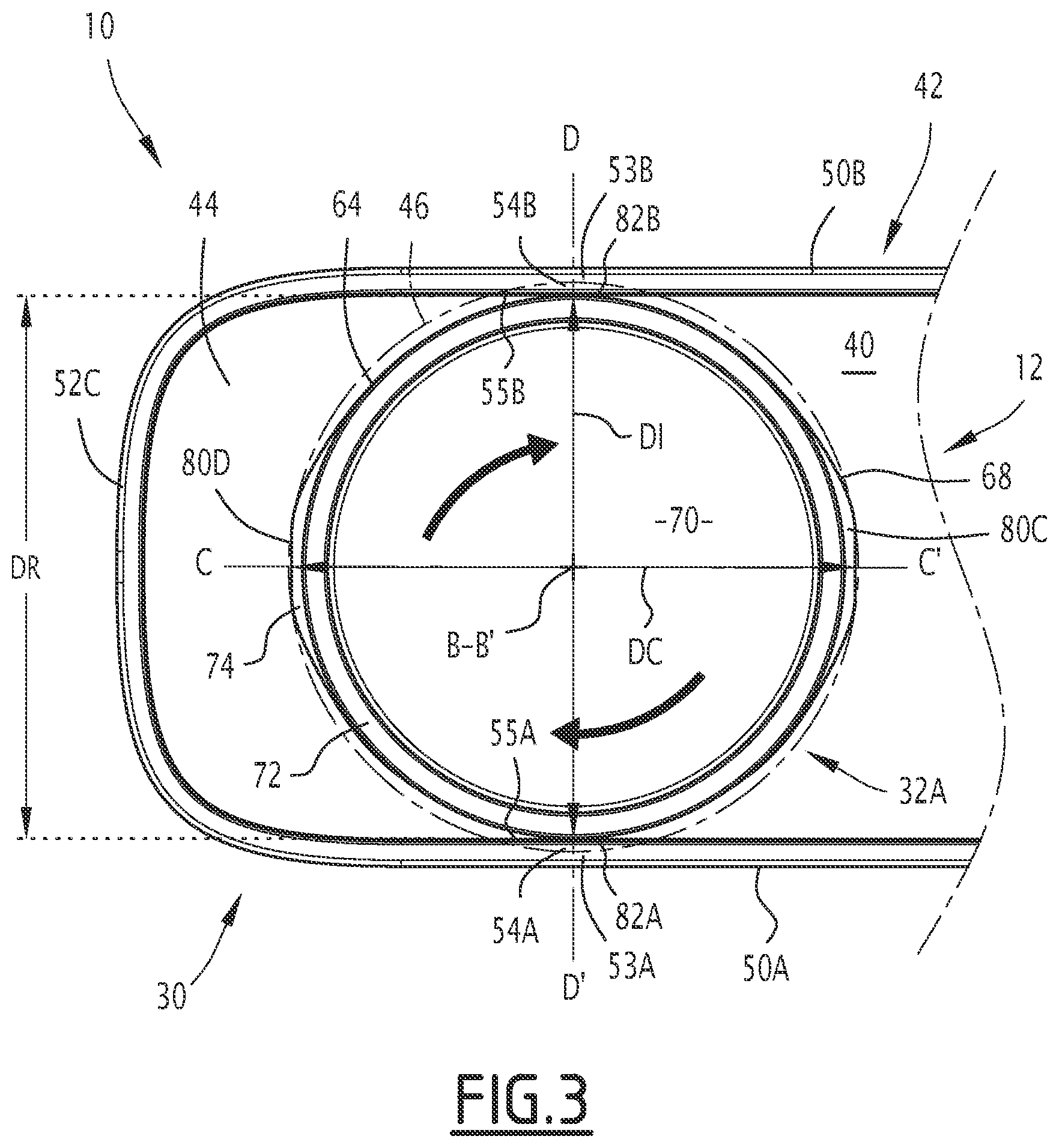 Patent US12552536 Figure 3 – Device for holding objects in an aircraft cabin and associated method for holding