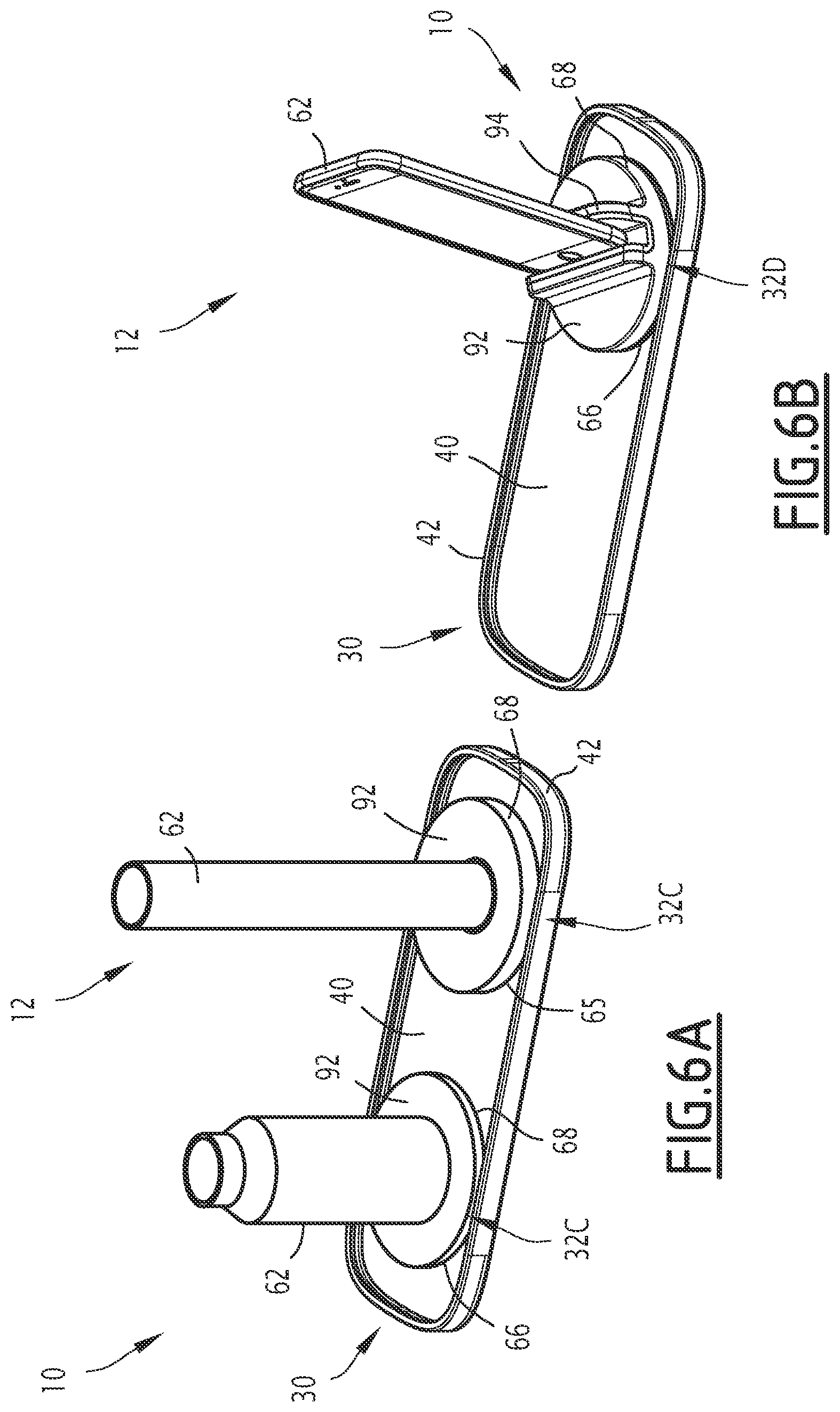 Patent US12552536 Figure 6 – Device for holding objects in an aircraft cabin and associated method for holding