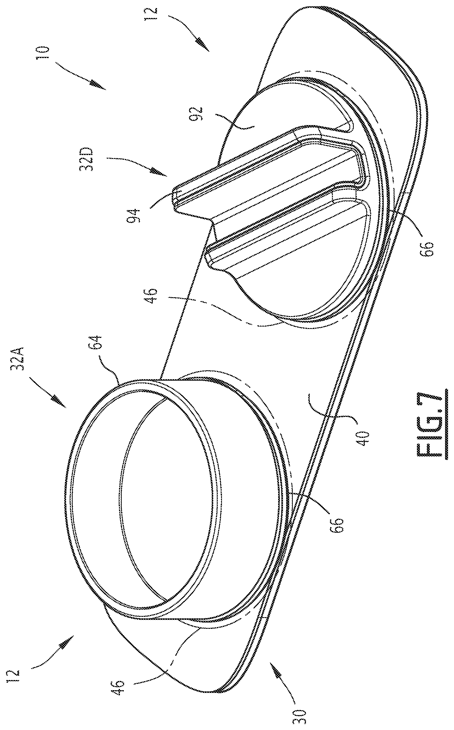 Patent US12552536 Figure 7 – Device for holding objects in an aircraft cabin and associated method for holding