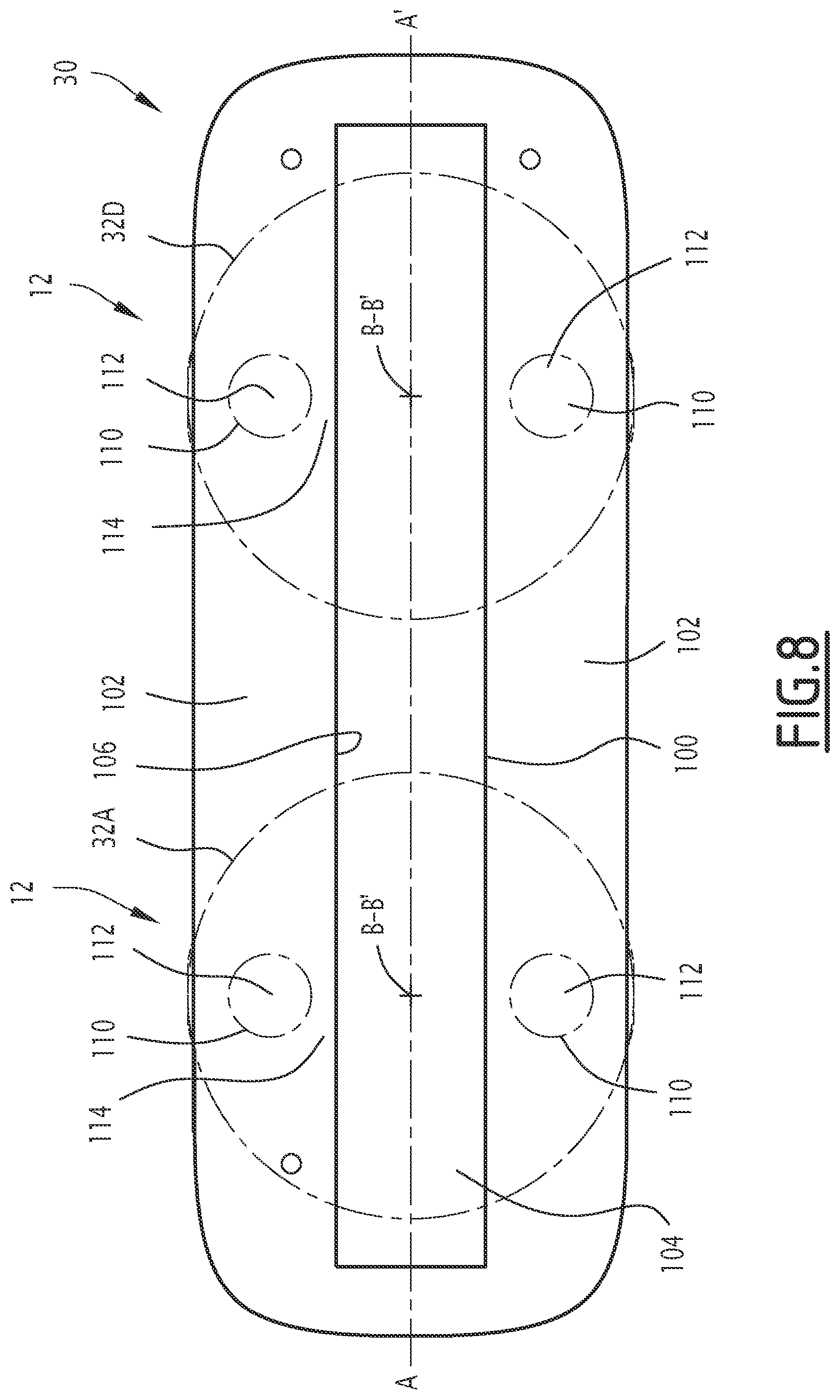 Patent US12552536 Figure 8 – Device for holding objects in an aircraft cabin and associated method for holding