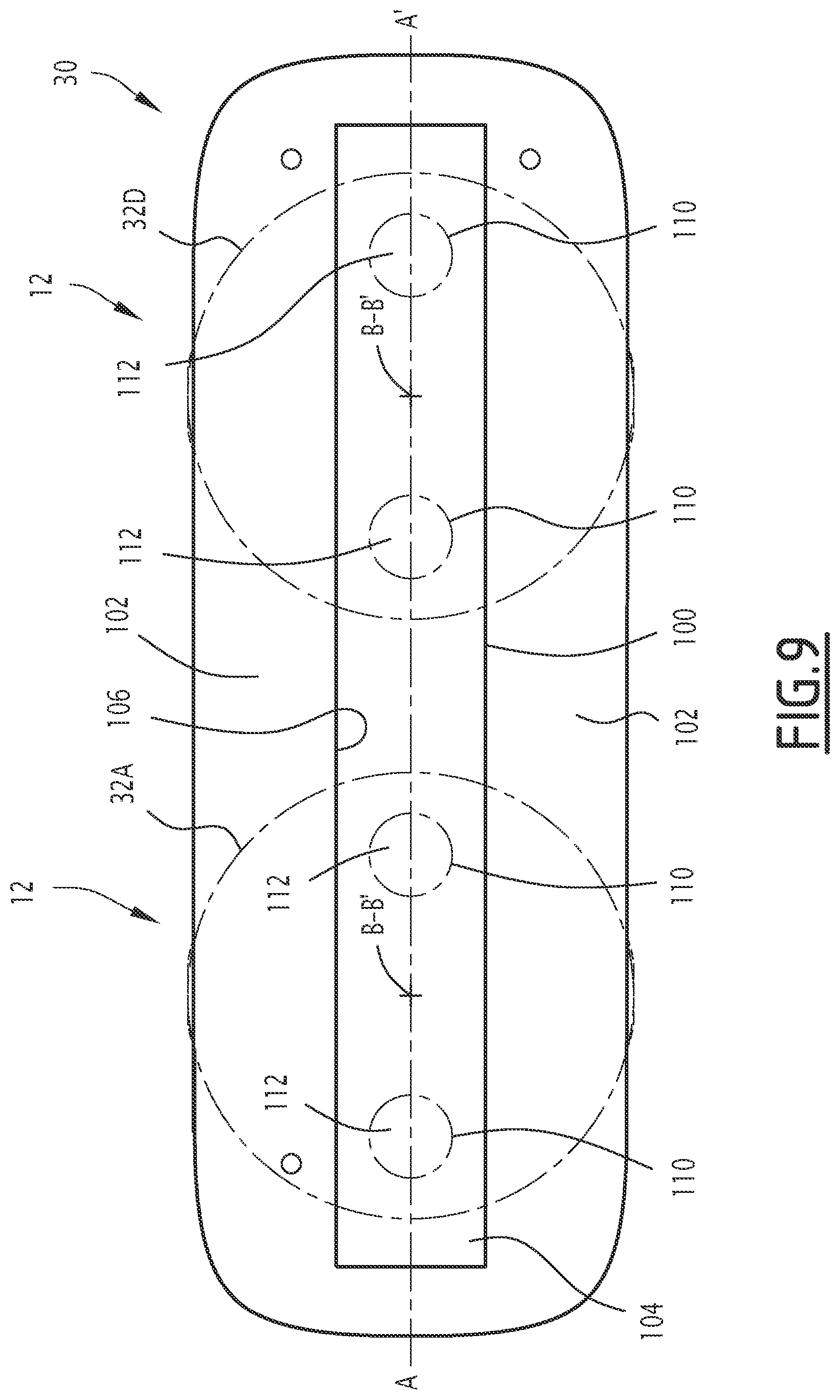Patent US12552536 Figure 9 – Device for holding objects in an aircraft cabin and associated method for holding