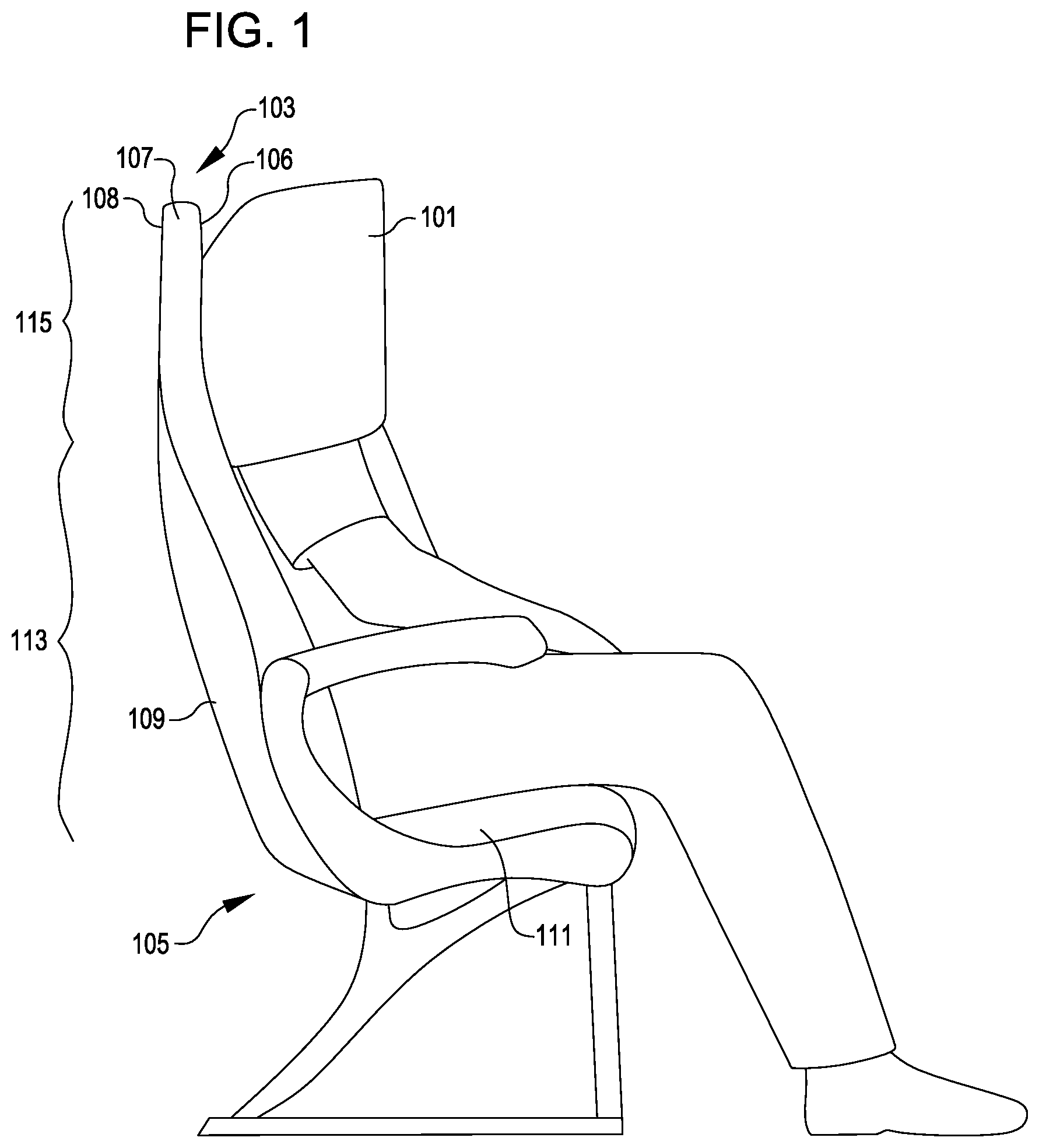 Patent US12552537 Figure 1 – Passenger seat folding privacy shield